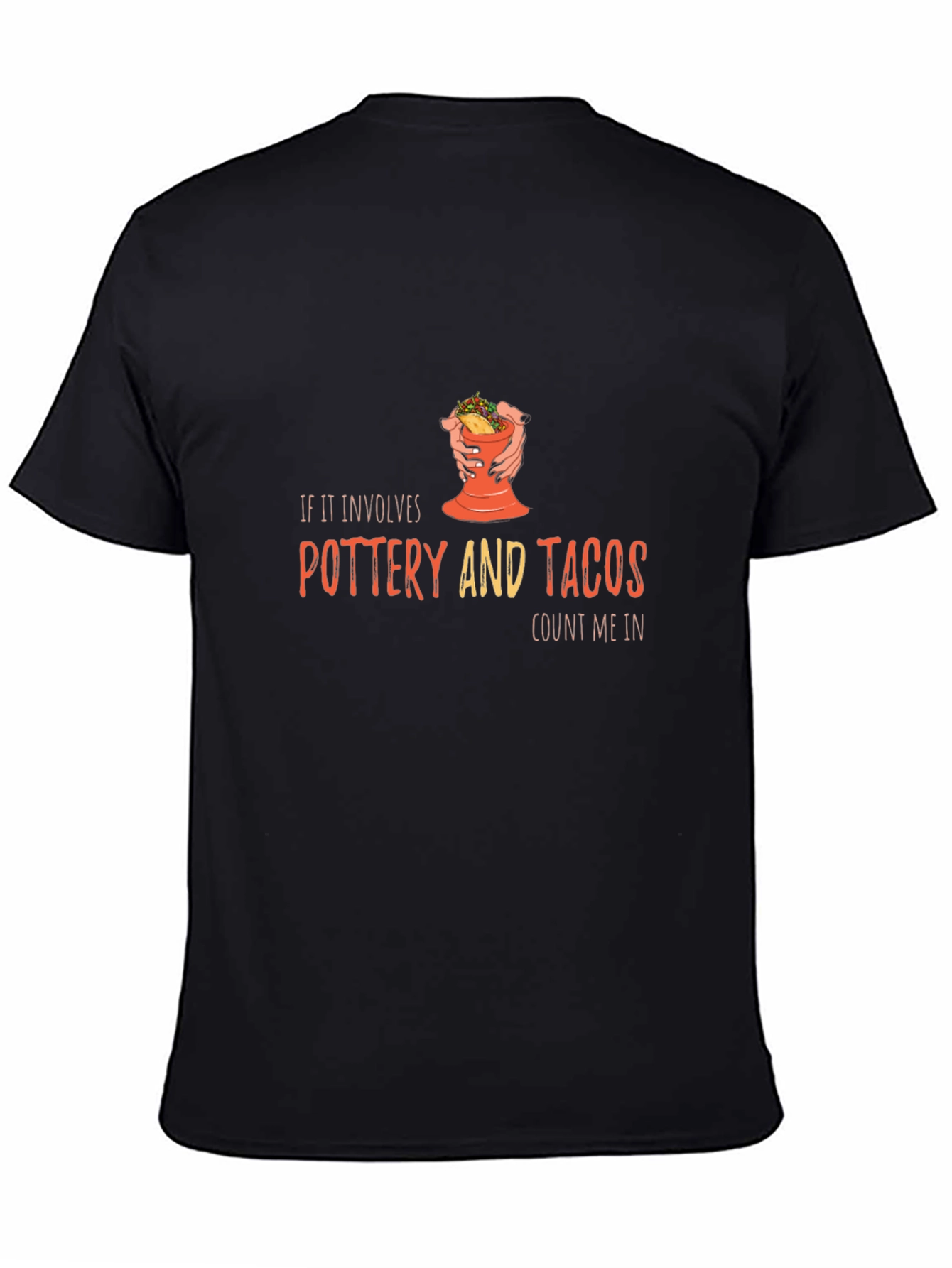 Black Pottery & Tacos Graphic Tee - Black Unisex T-Shirt view 4
