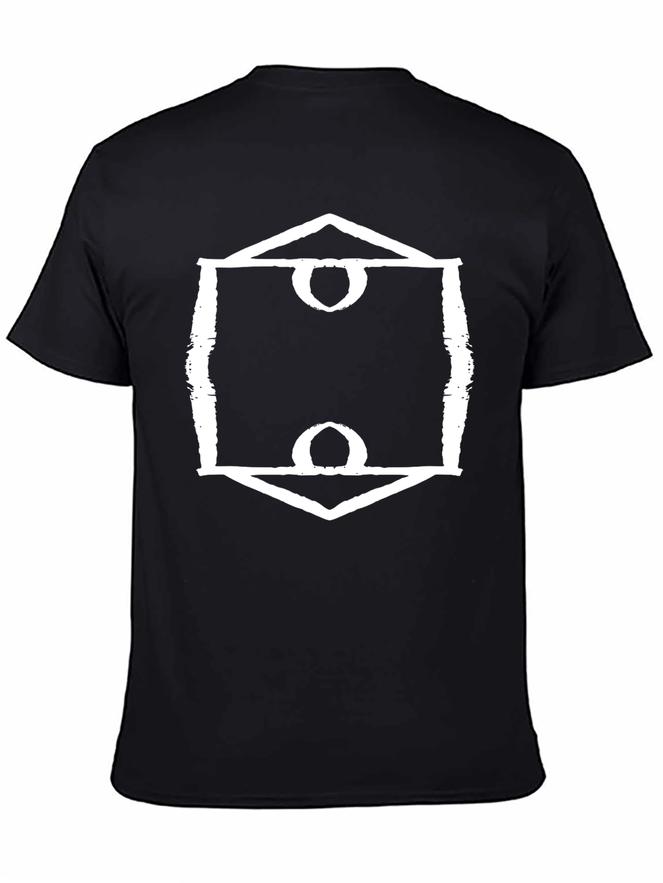 Black Unique Graphic Tee - Hexagon Symbol Shirt view 4