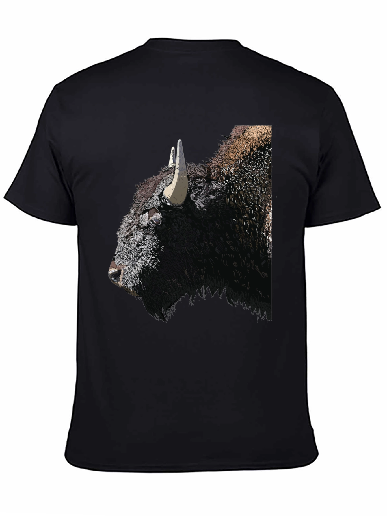 Black Bison Graphic Tee - Black Cotton T-Shirt view 4