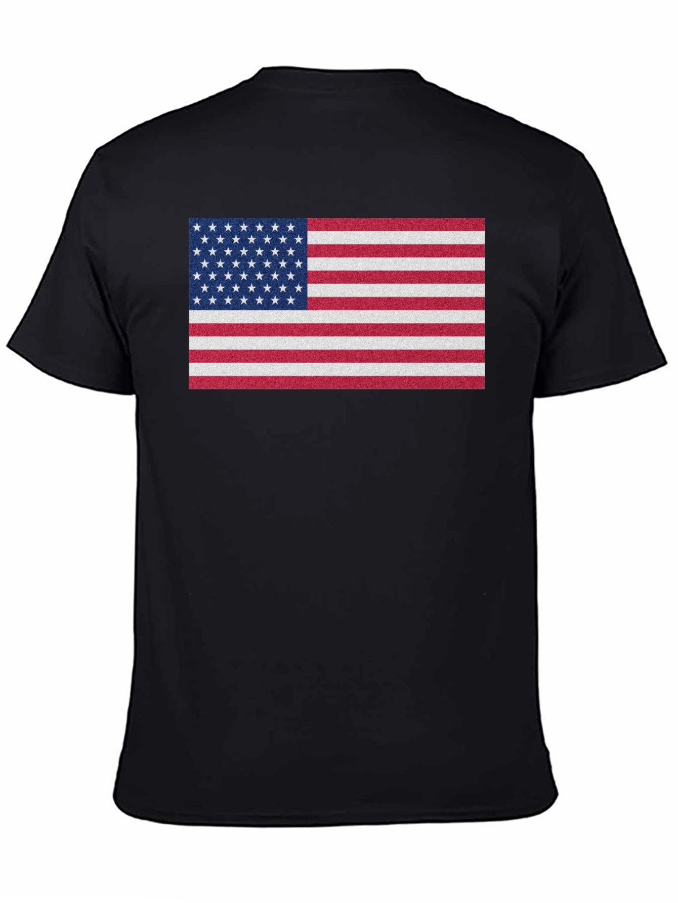 Black American Flag Graphic Print Crew Neck T-Shirt view 4