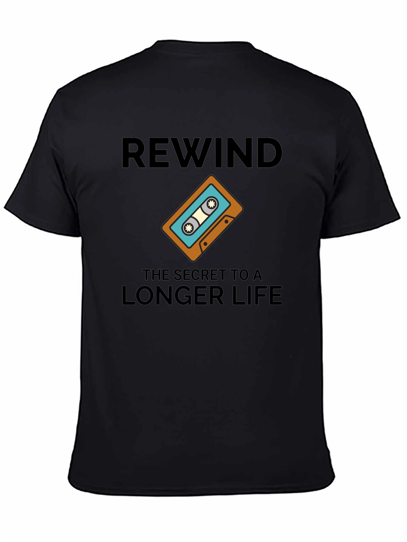 Black Rewind Longer Life Graphic T-Shirt view 4