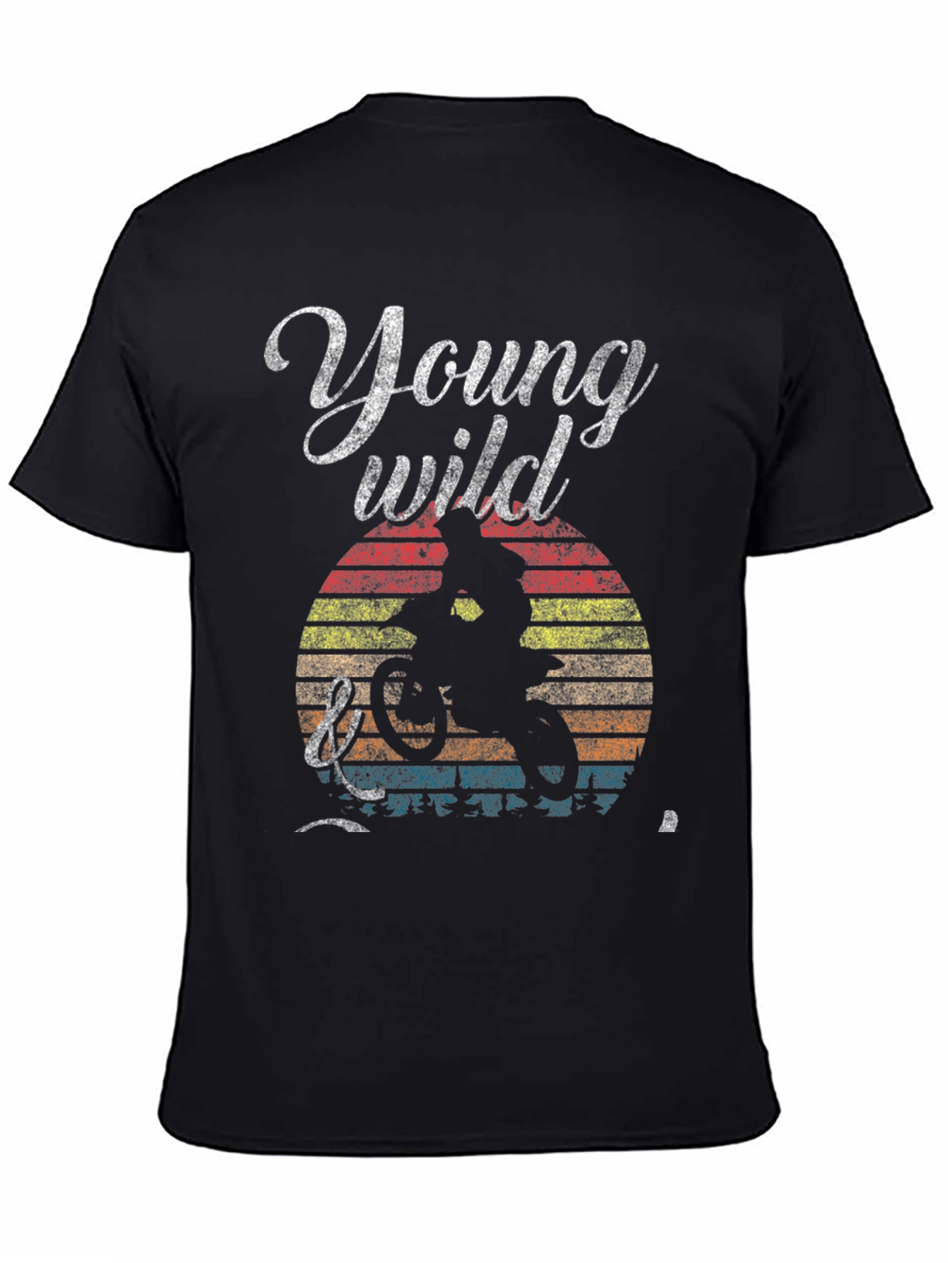 Black Young Wild Mountain Biker Graphic Tee view 4