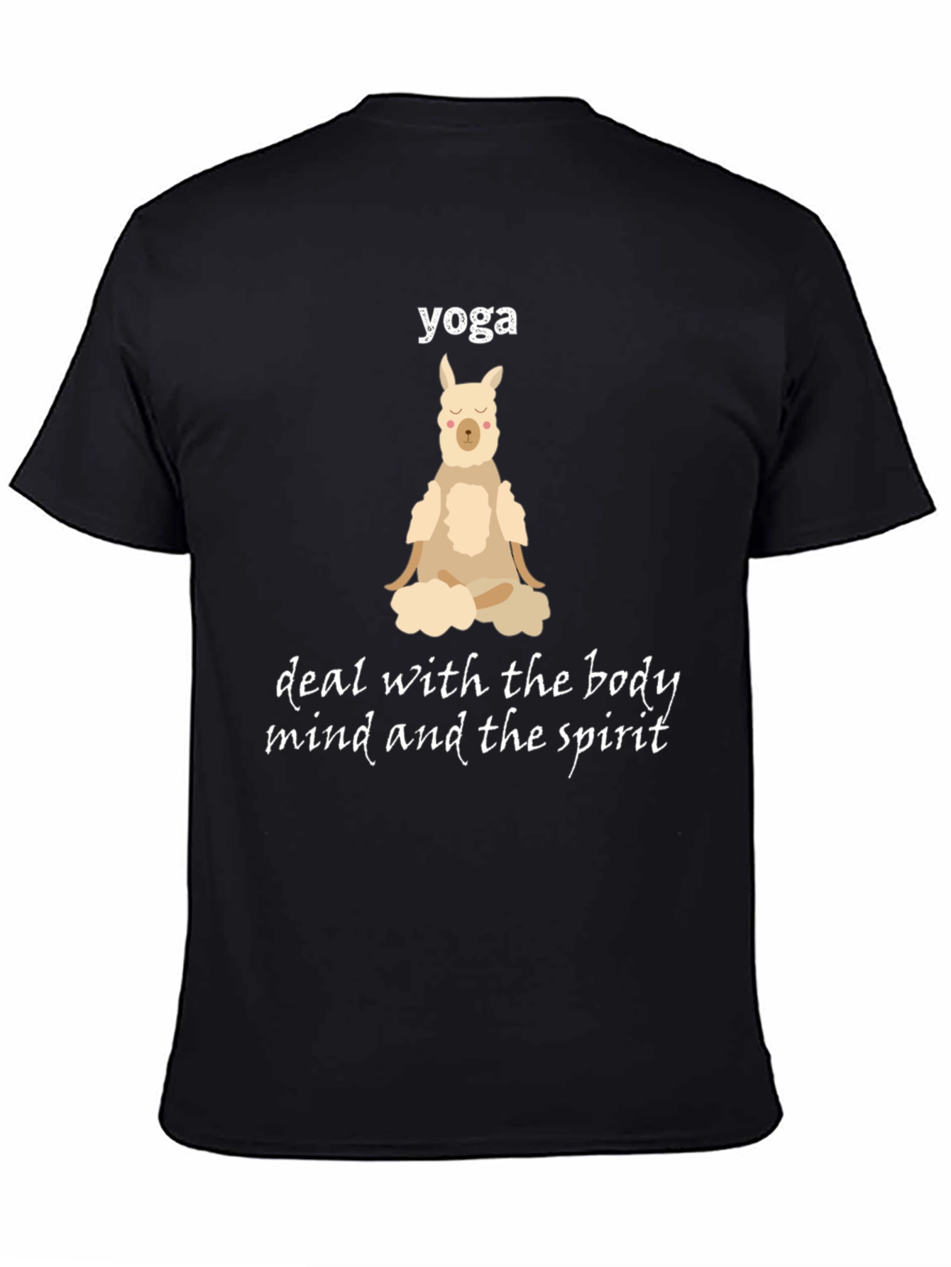 Black Yoga Llama T-Shirt - Body, Mind, Spirit view 4