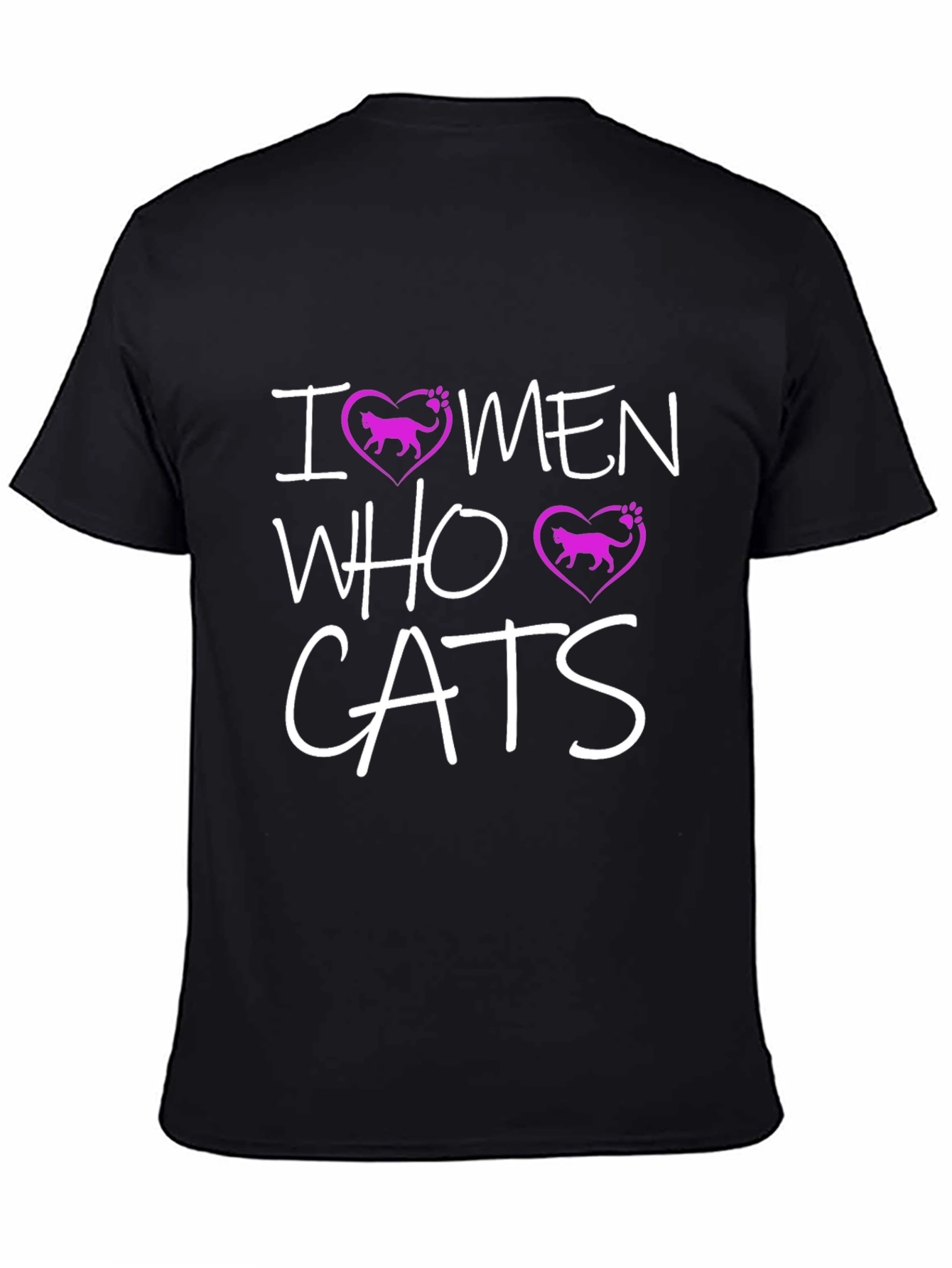 Black I Love Men Who Love Cats Graphic T-Shirt view 4