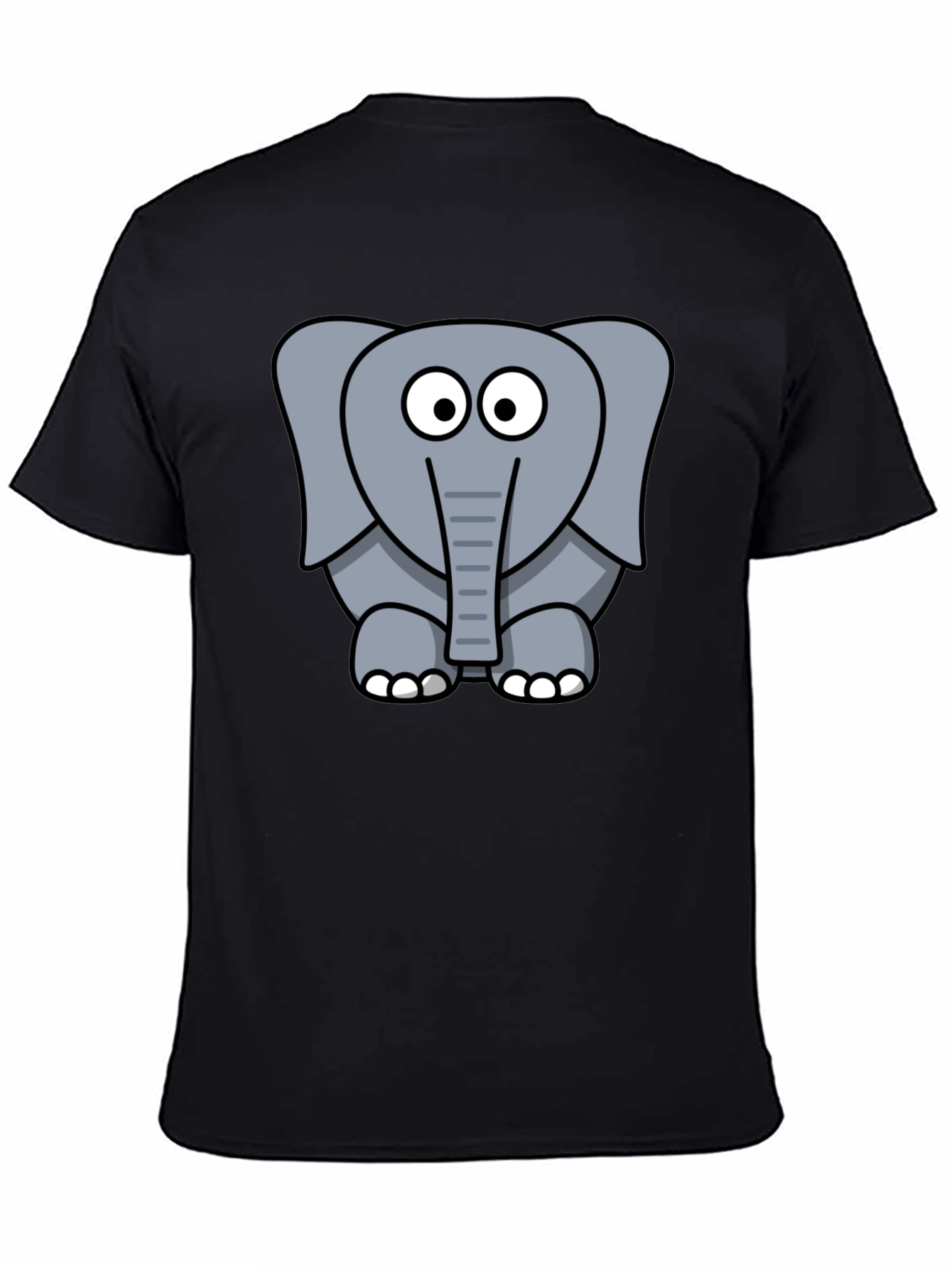 Black Cartoon Elephant Graphic T-Shirt - Unisex Black Tee view 4