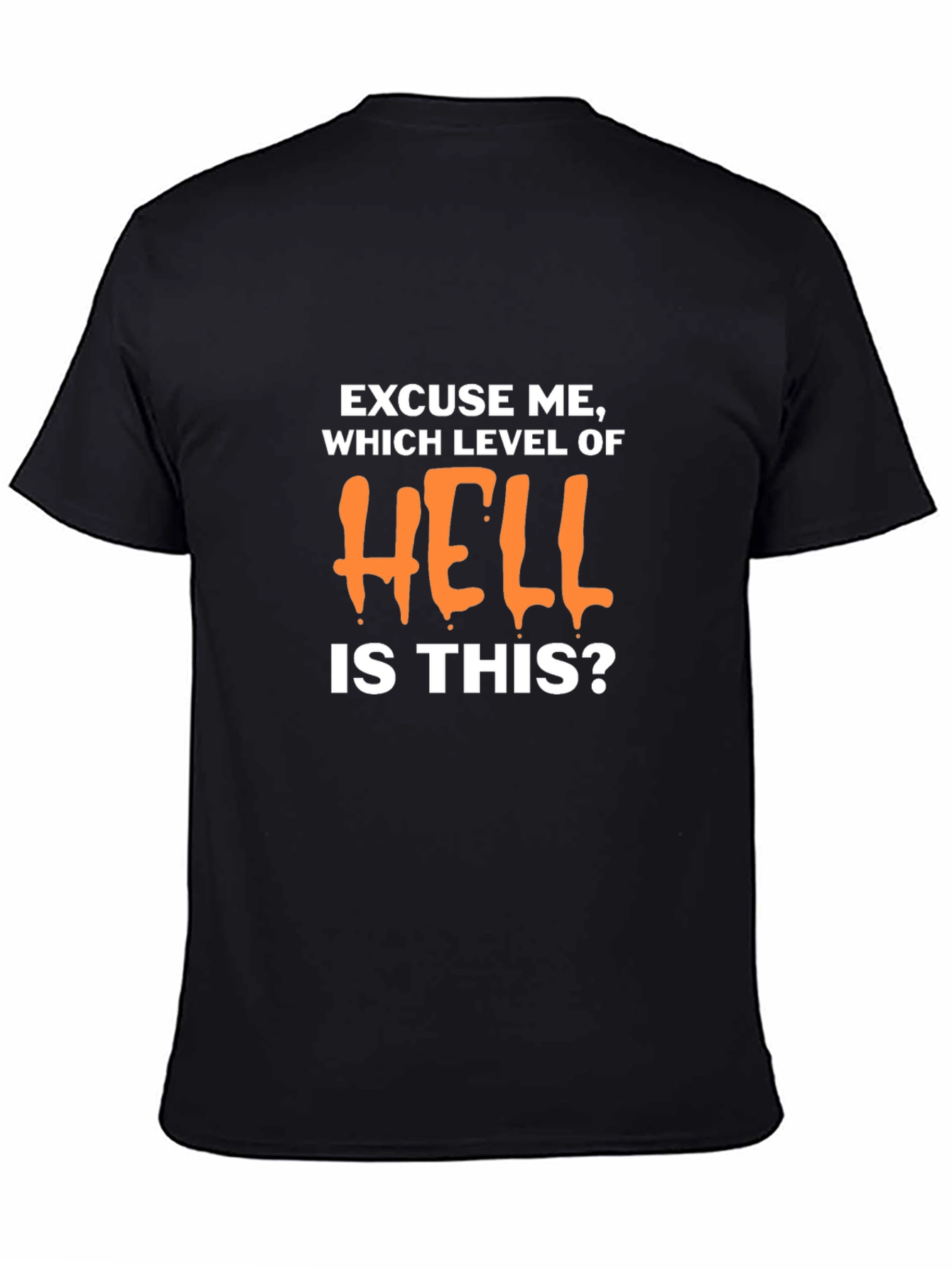 Black Humorous "Which Level of Hell" Graphic T-Shirt view 4