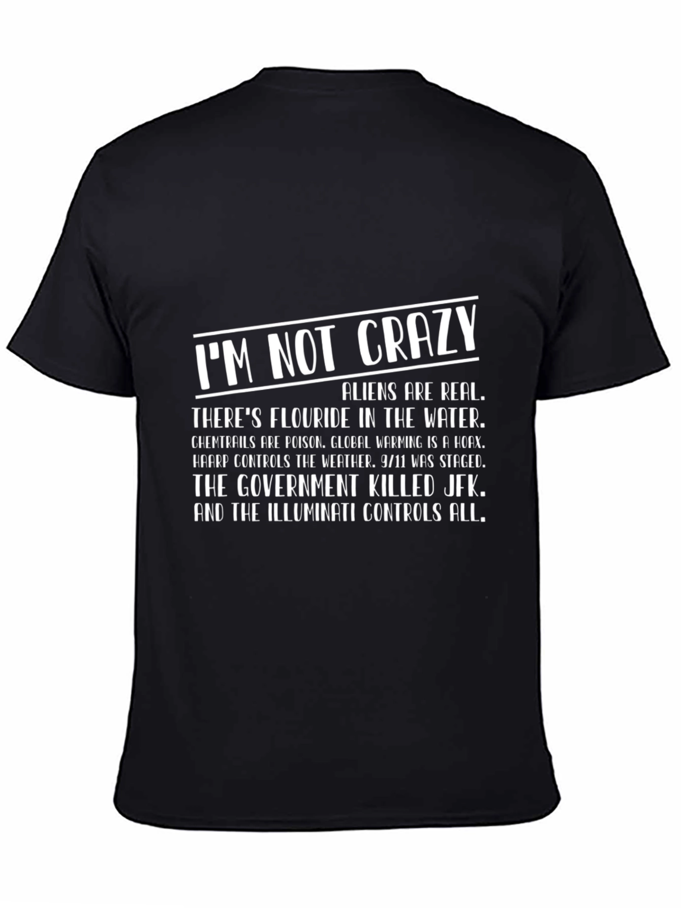 Black I'm Not Crazy Conspiracy Theory T-Shirt view 4