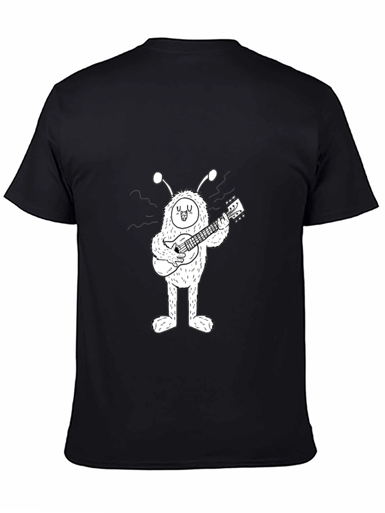 Black Monster Guitar T-Shirt - Black Cotton Tee view 4