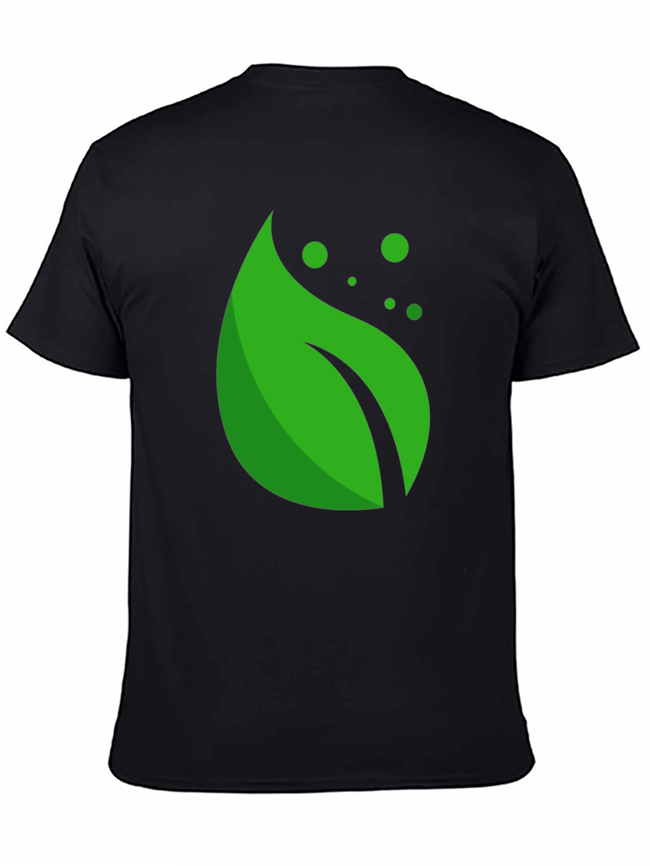 Black Green Leaf Graphic Black T-Shirt view 4