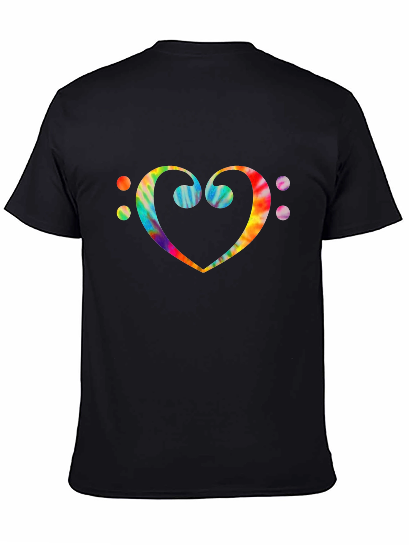Black Tie-Dye Music Heart Graphic Tee - Black view 4