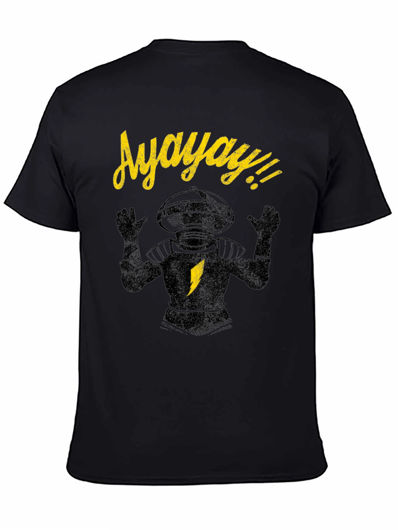 Black Lost in Space Robot Ayayay T-Shirt view 4