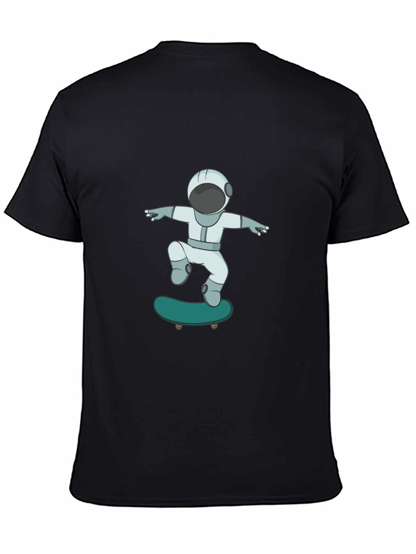 Black Skateboarding Astronaut Graphic Tee - Cool Black T-Shirt view 4