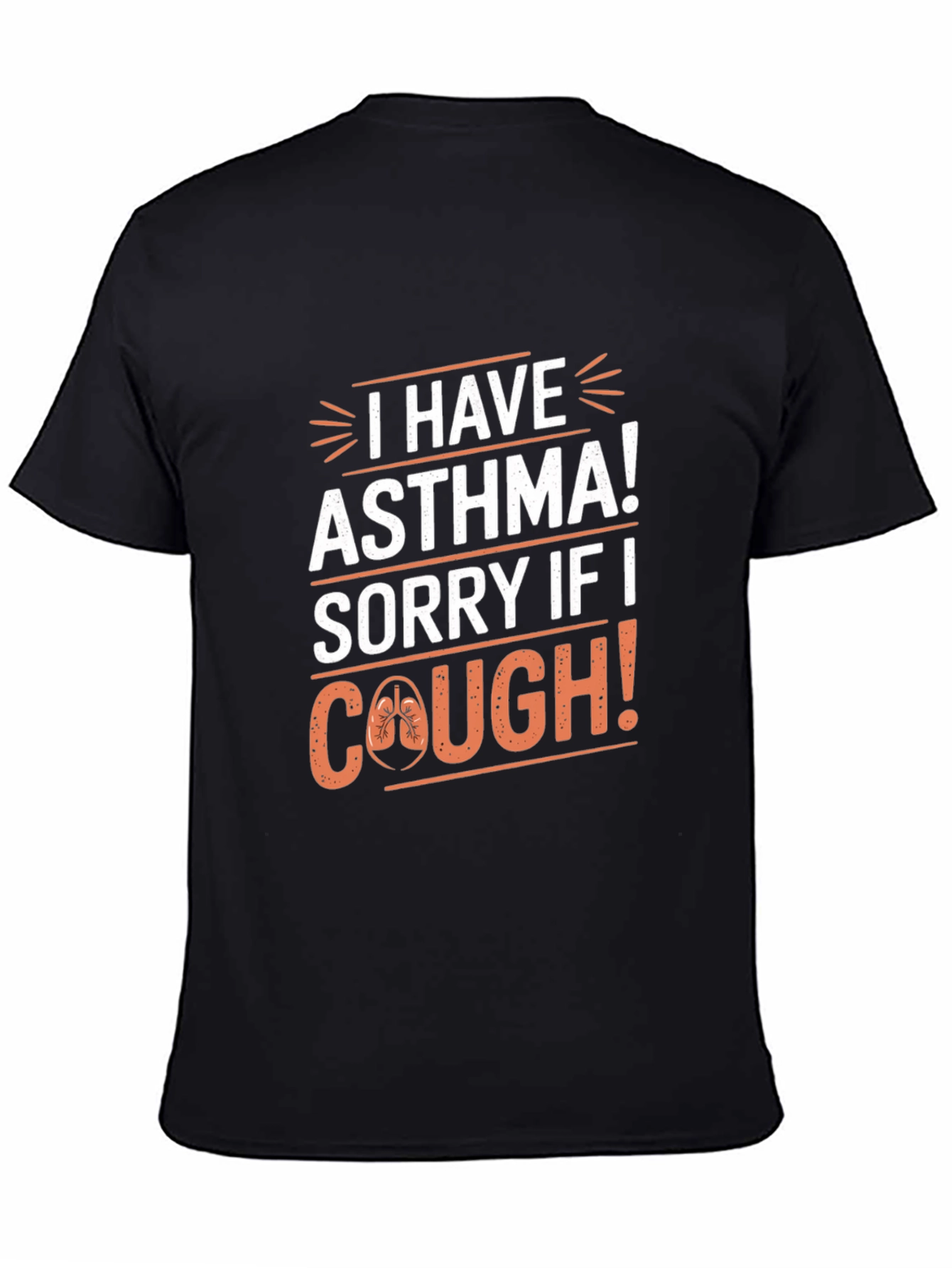 Black Asthma Awareness T-Shirt - 'Sorry If I Cough' view 4