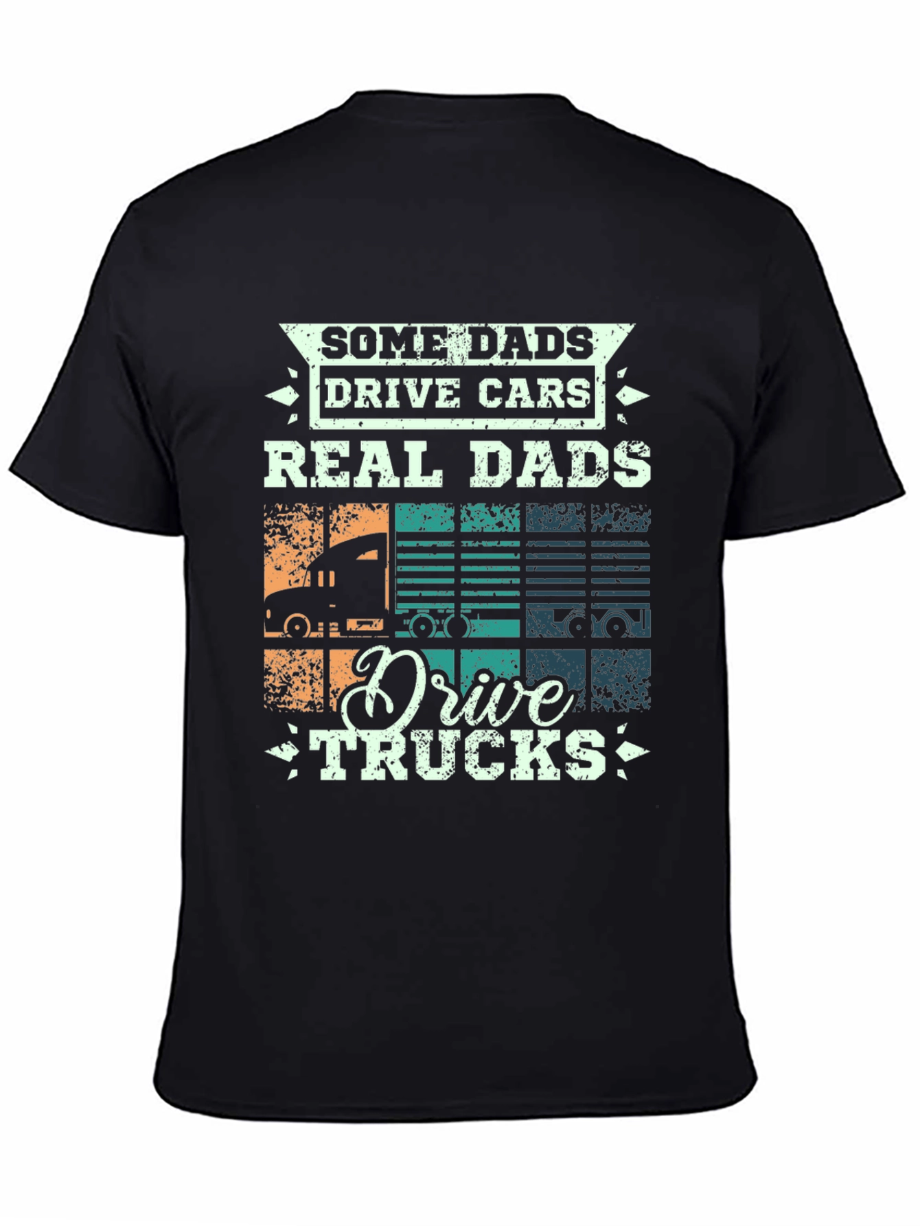 Black Real Dads Drive Trucks Graphic T-Shirt view 4
