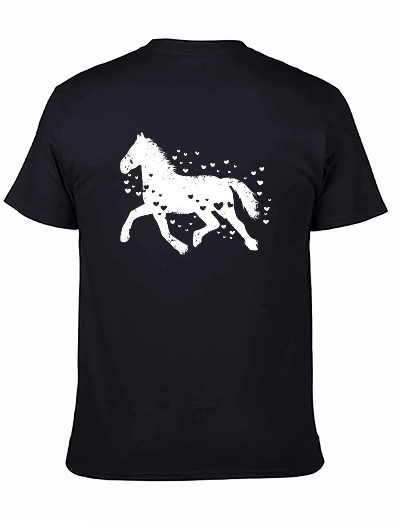 Black Horse & Hearts Graphic Tee - Black Casual T-Shirt view 4