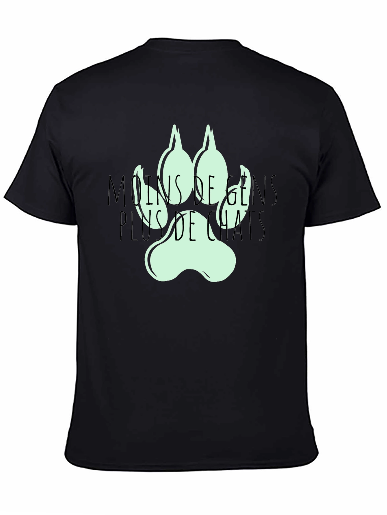 Black Mins De Gens Plus De Chats Black T-Shirt view 4