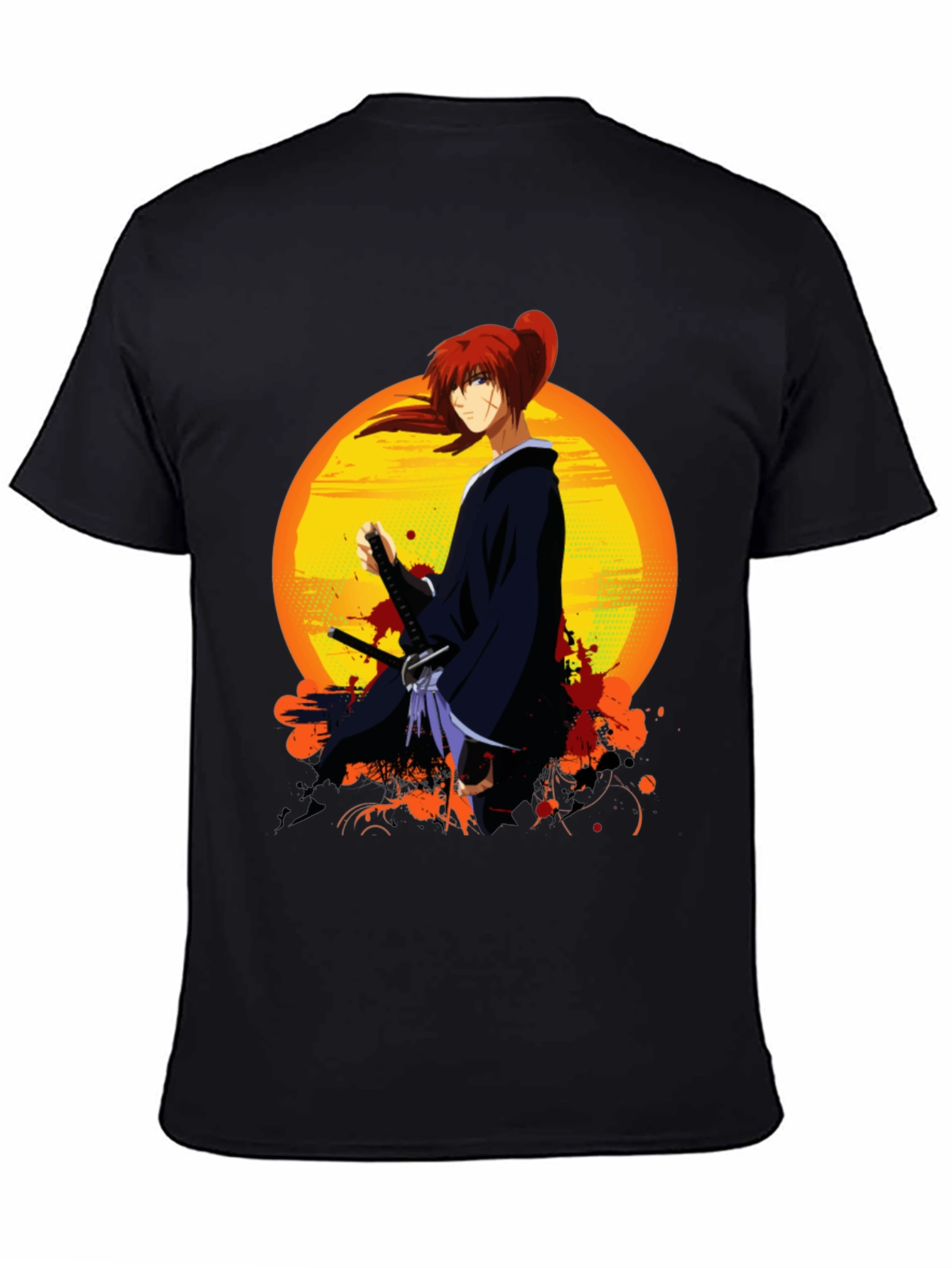 Black Anime Warrior T-Shirt view 4