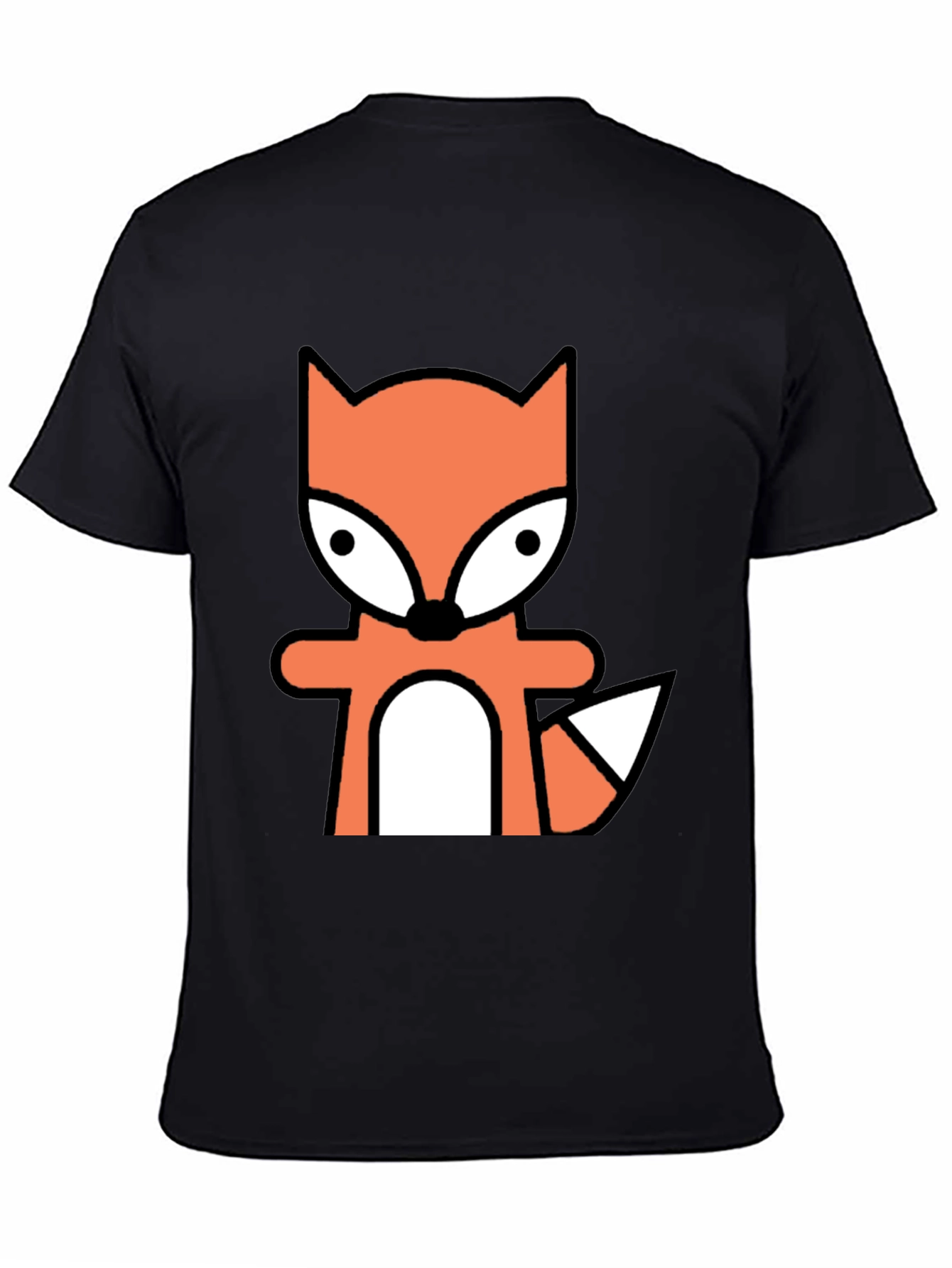 Black Cartoon Fox Graphic Tee - Black Cotton Blend view 4
