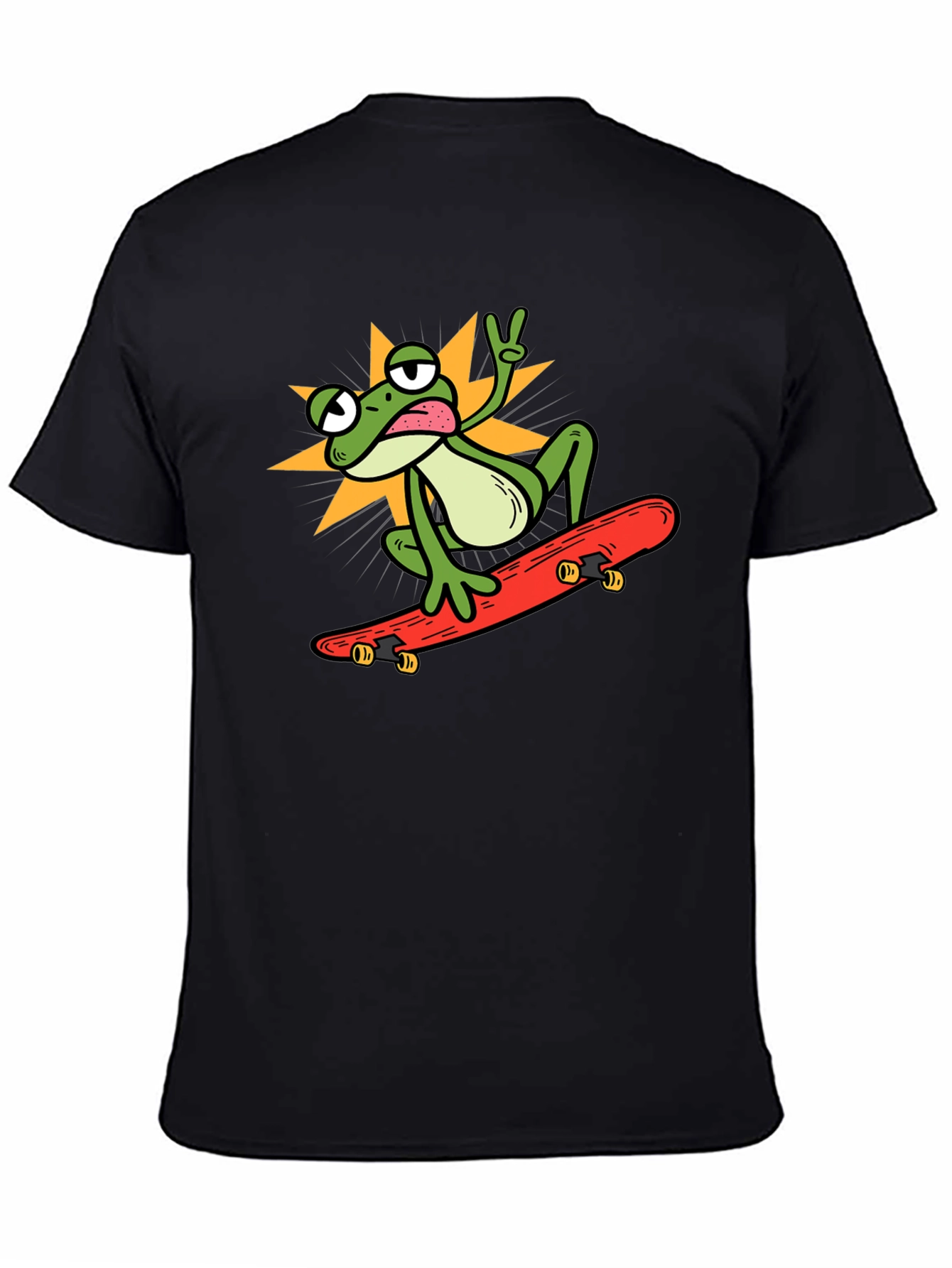 Black Cool Frog Skateboarder Graphic Tee view 4
