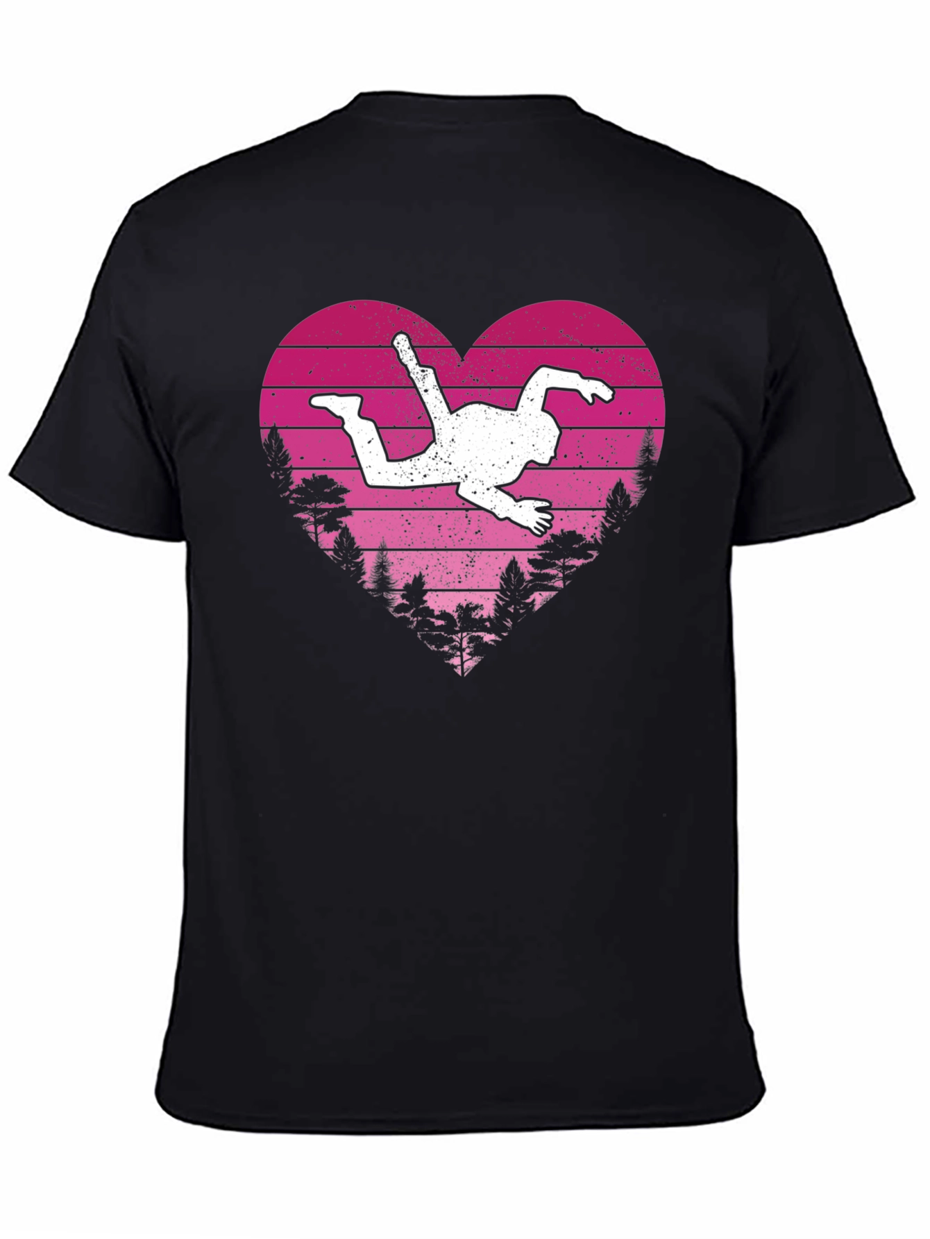 Black Skydiving Heart T-Shirt - Black Tee view 4