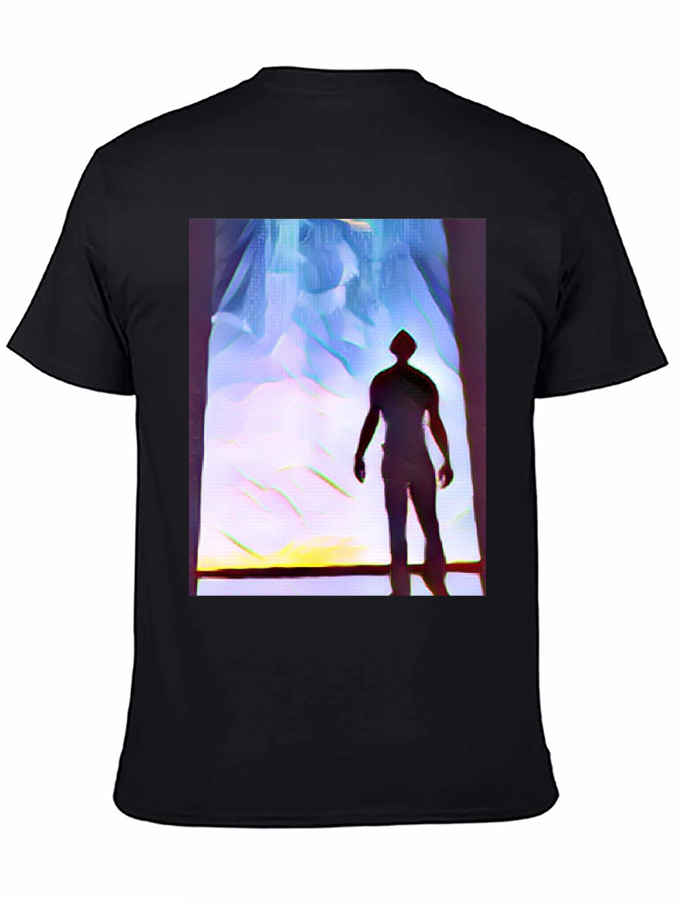 Black Silhouette Man Graphic Tee - Black Cotton Blend view 4