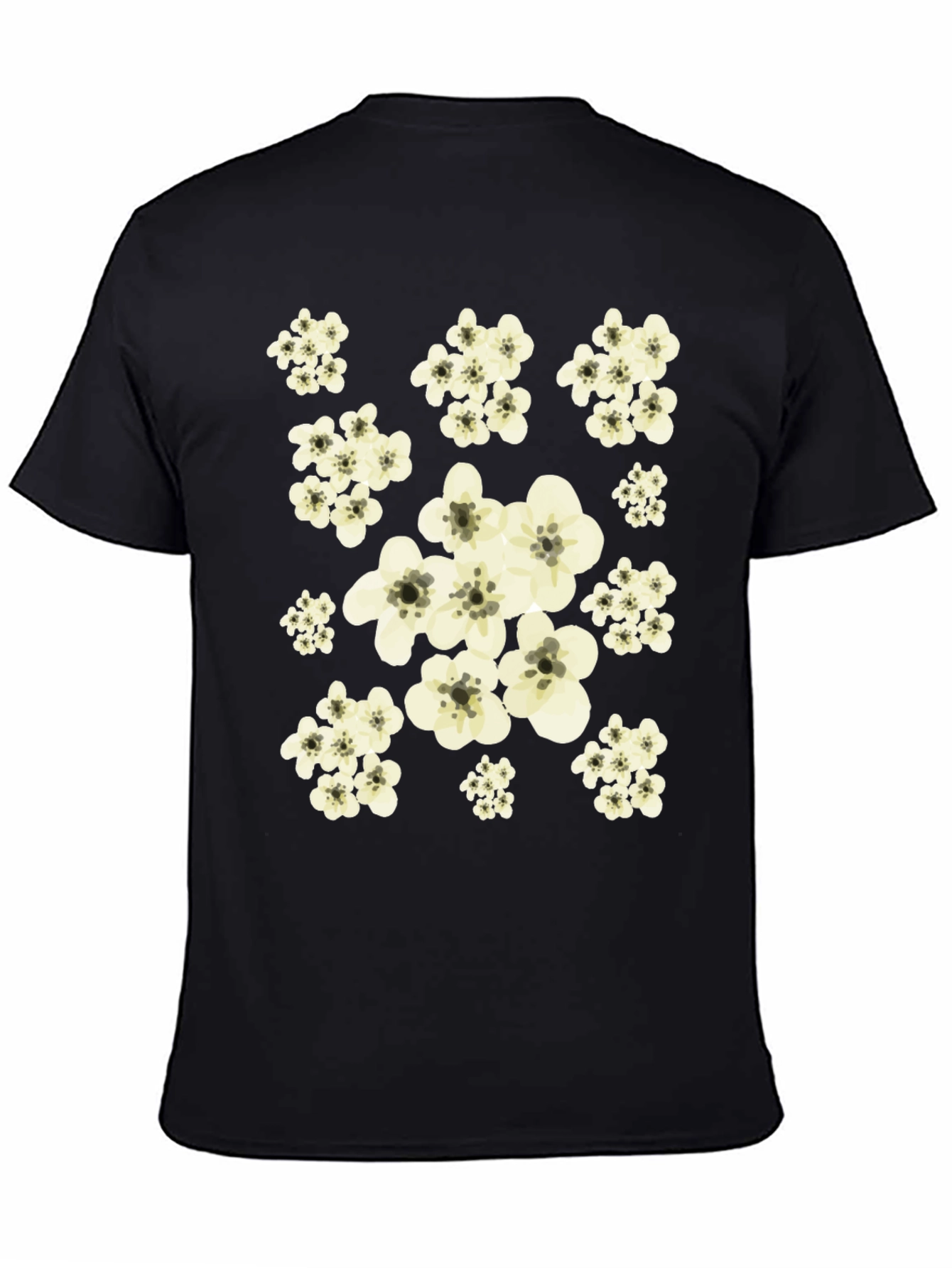 Black Floral Print Black Tee Shirt view 4