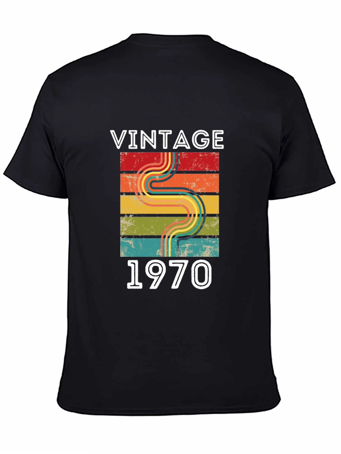 Black Vintage 1970 Retro Style T-Shirt view 4