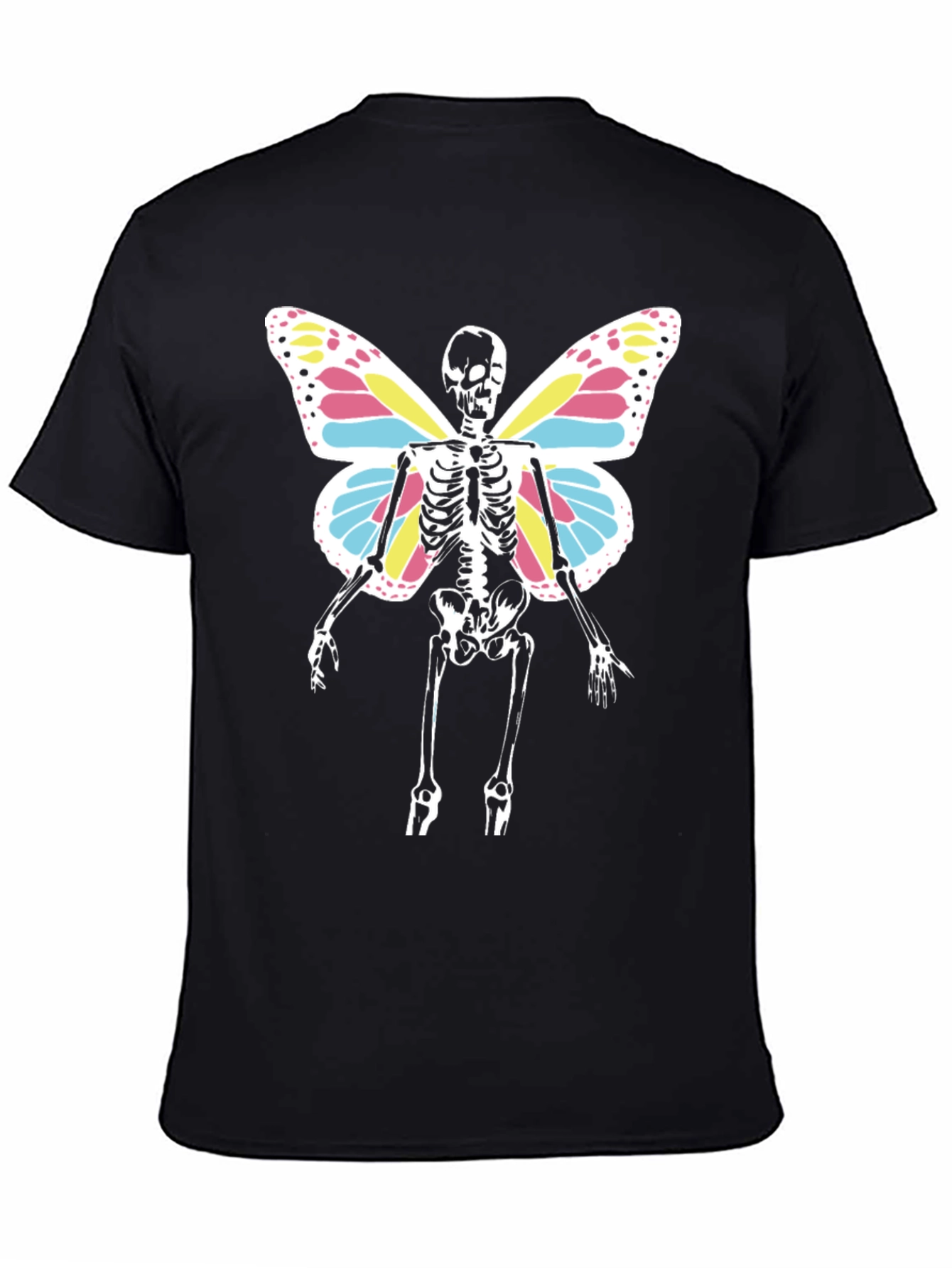 Black Skeleton Butterfly Wings T-Shirt - Black Tee view 4
