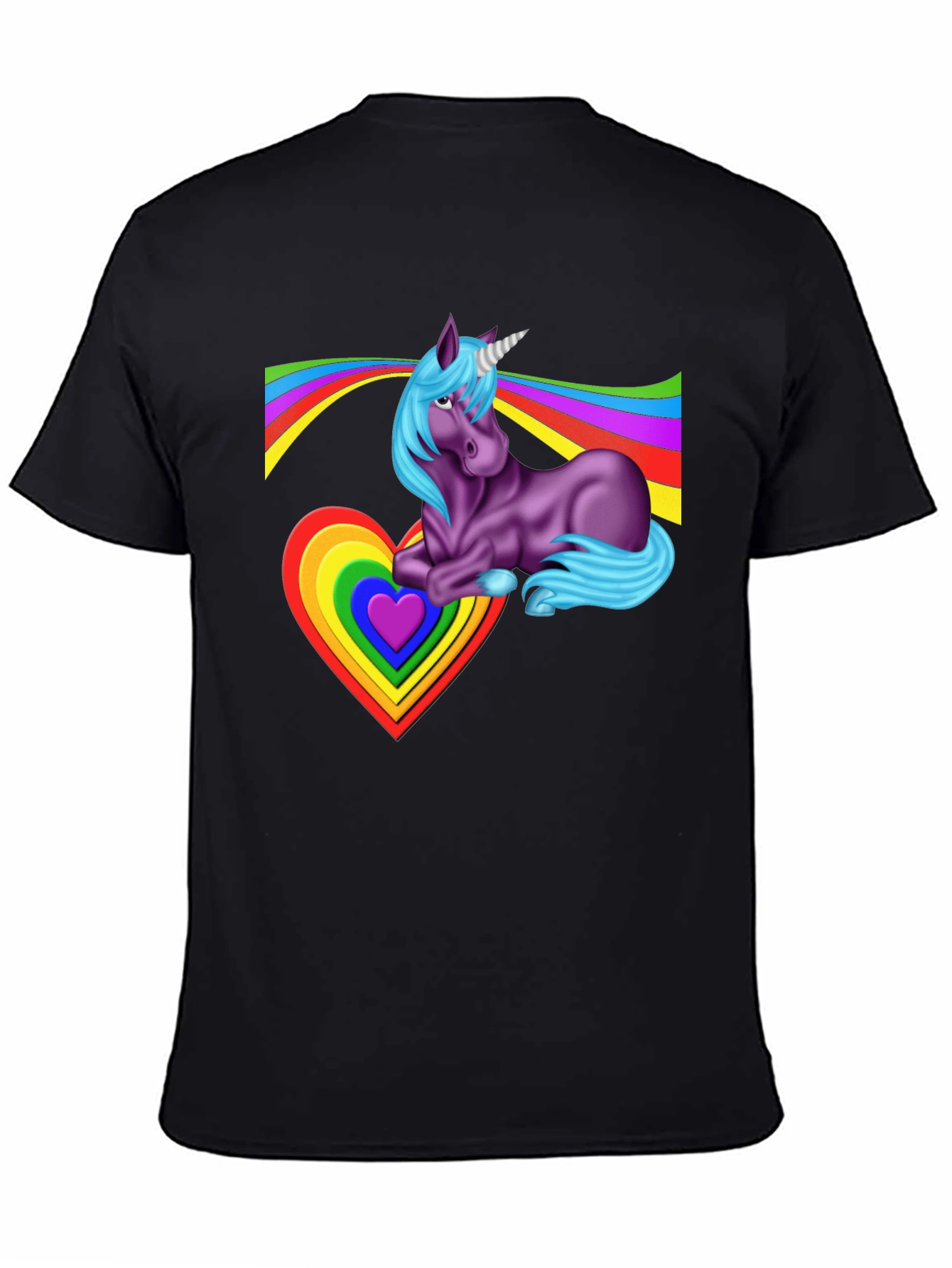 Black Rainbow Unicorn Heart T-Shirt - Fun & Unique Graphic Tee view 4