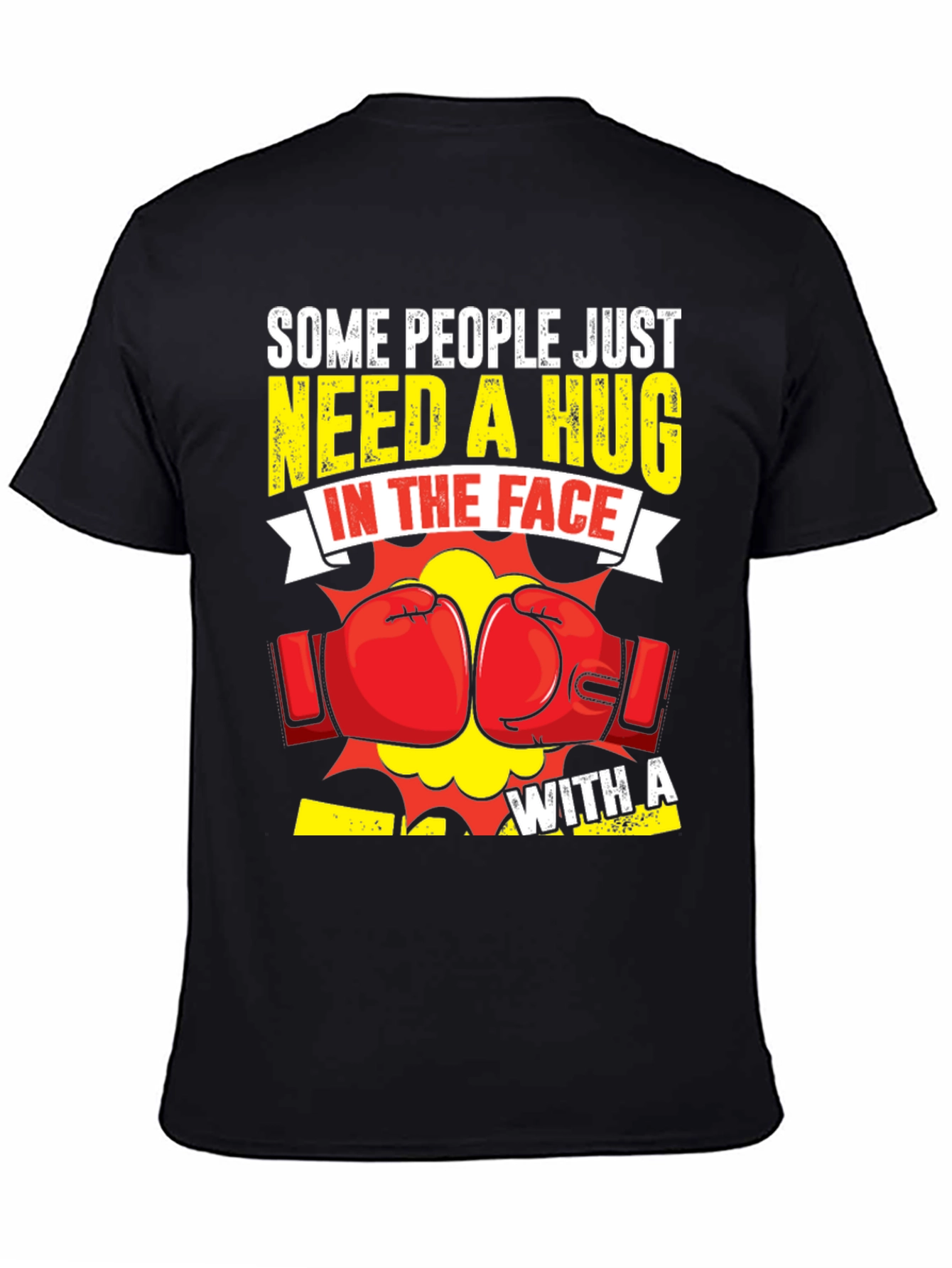 Black Funny Boxing "Hug In The Face" Graphic Tee view 4