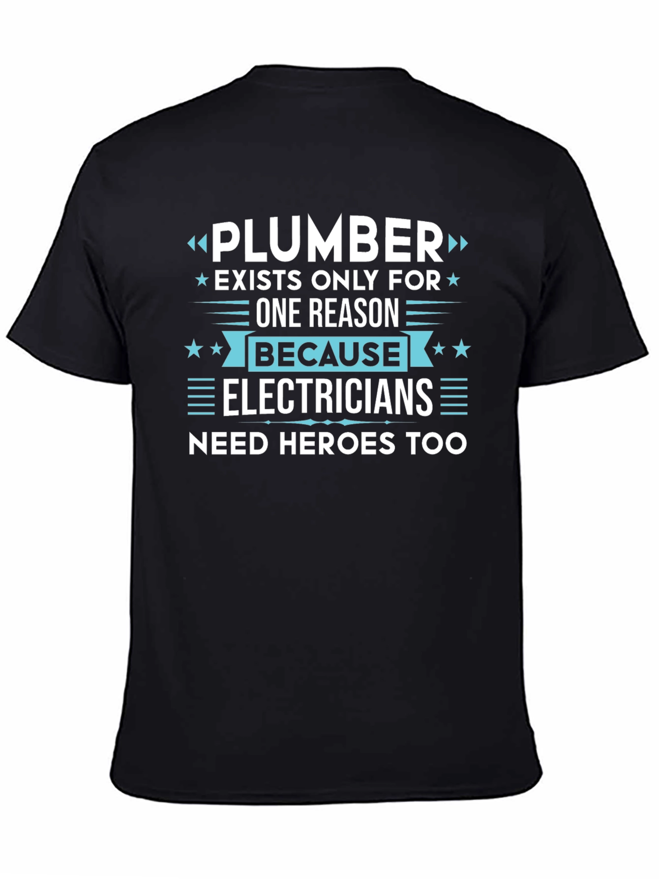 Black Plumber vs Electrician Funny T-Shirt view 4