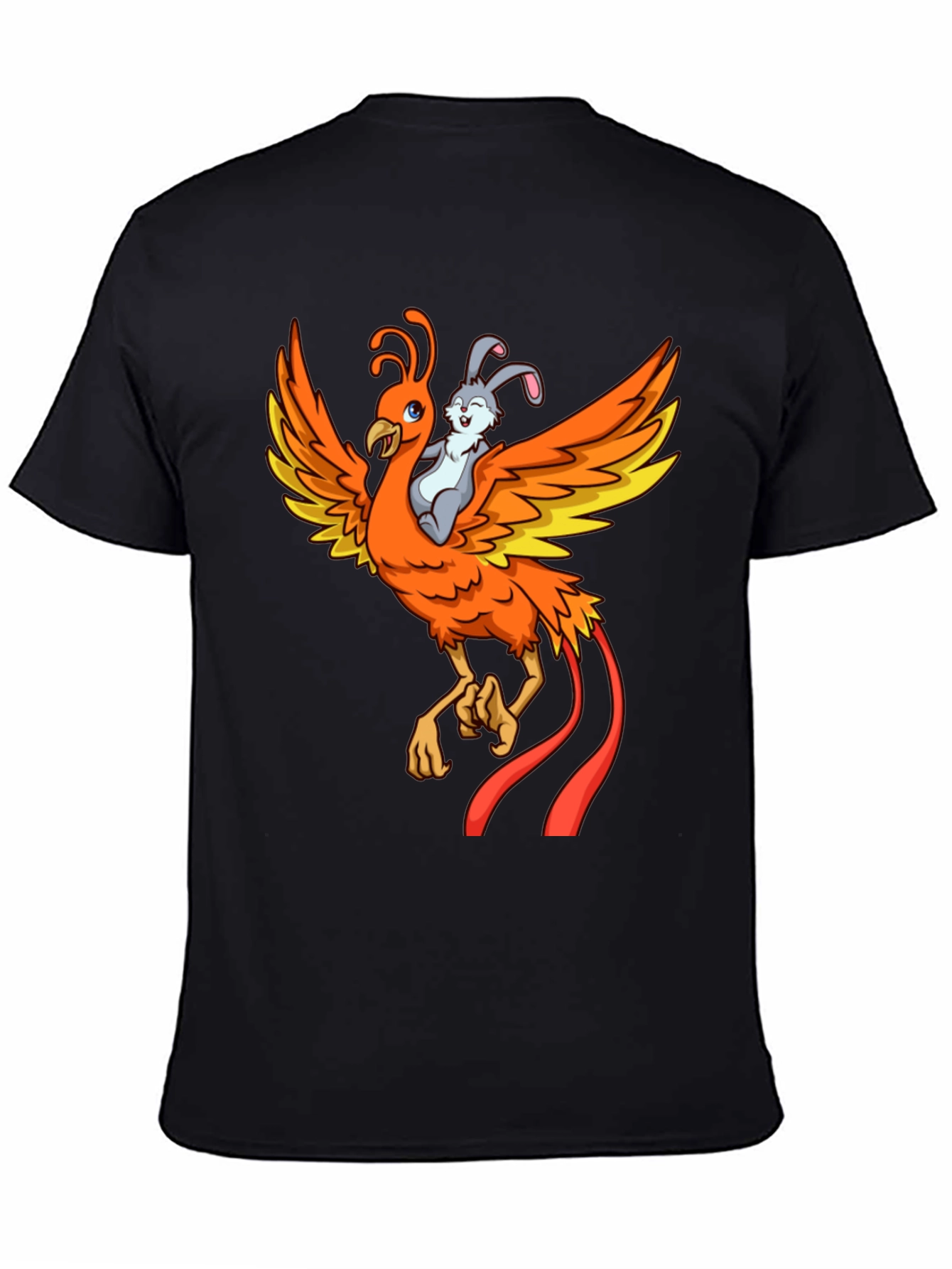 Black Phoenix and Bunny Graphic T-Shirt view 4