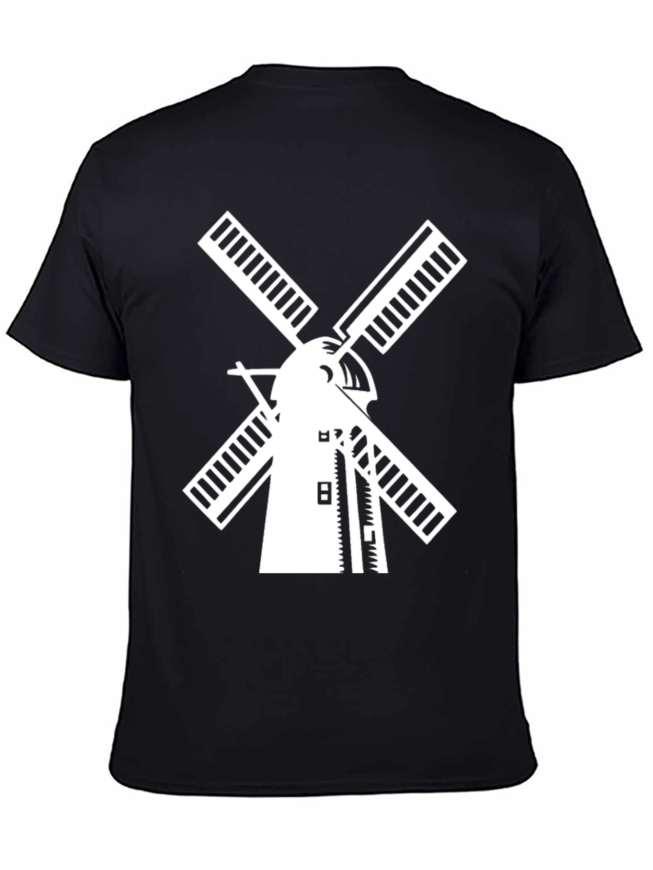 Black Dutch Windmill Graphic Tee - Black Cotton T-Shirt view 4