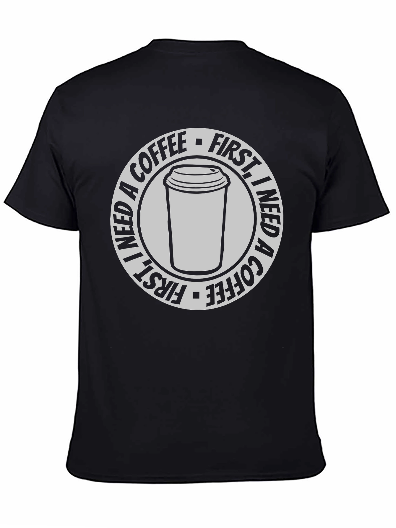 Black I Need a Coffee First Graphic T-Shirt - Black view 4