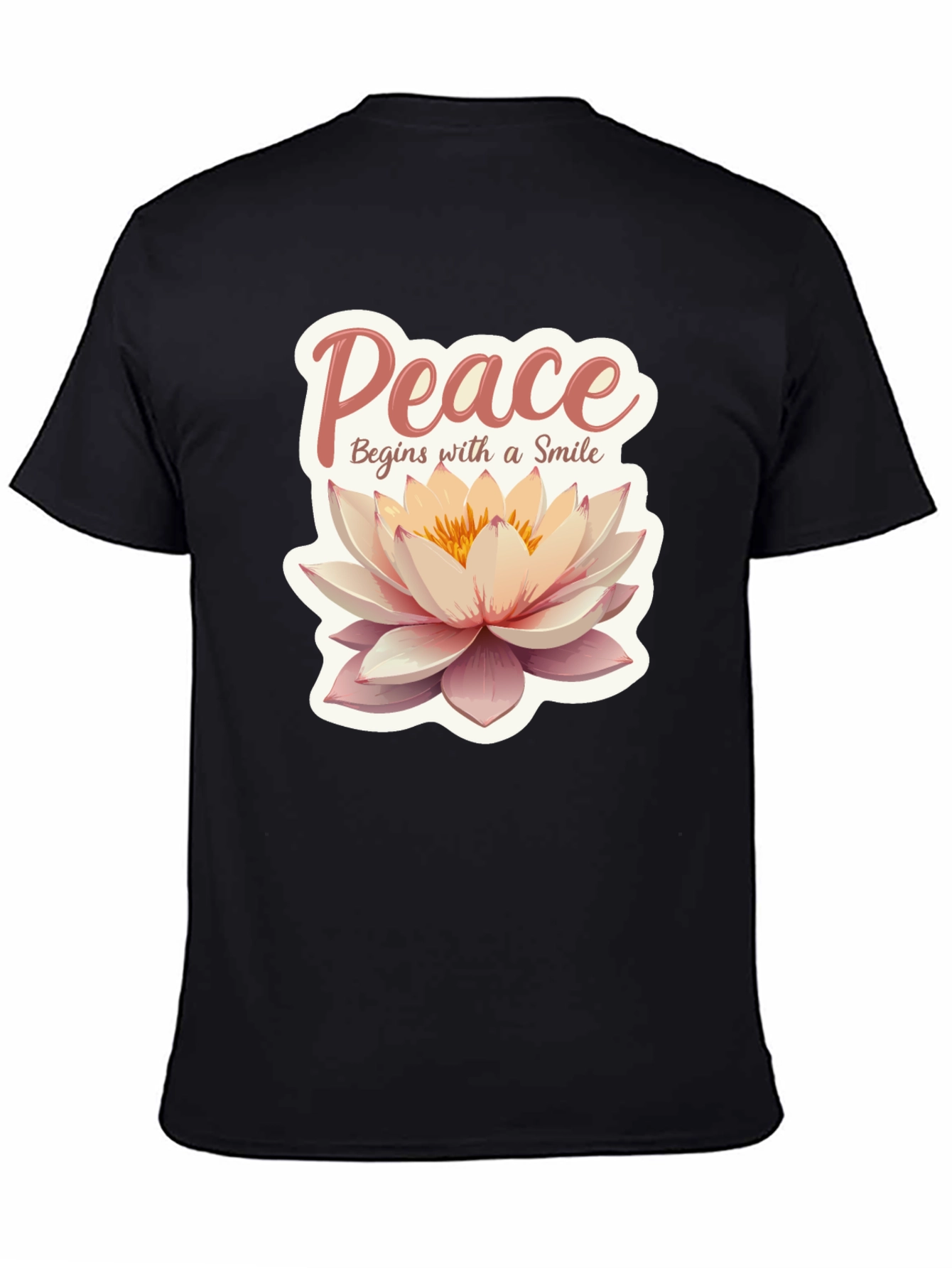 Black Peace Begins With a Smile Lotus Flower Graphic Tee view 4