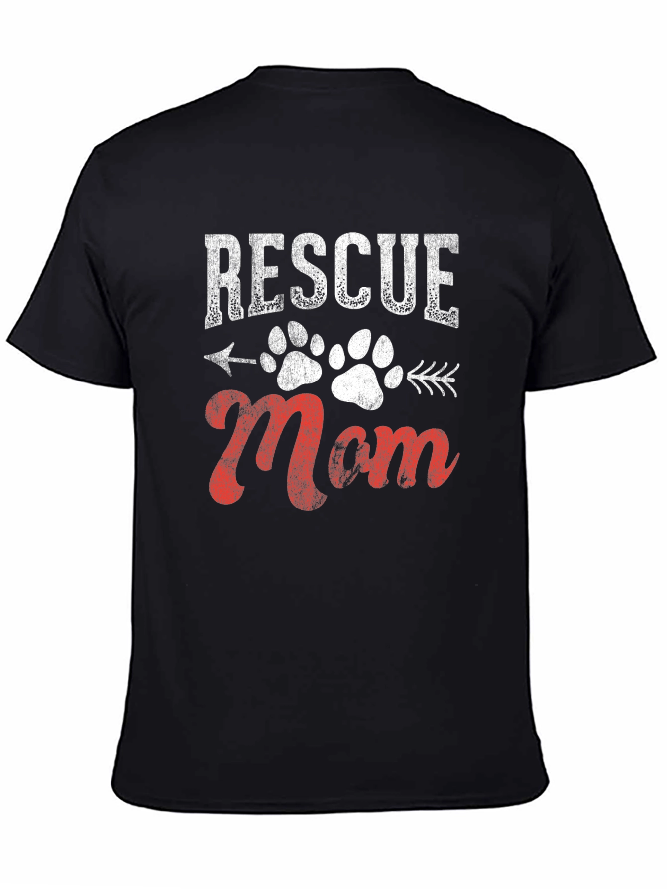 Black Rescue Mom Graphic Tee - Dog Paw Print view 4