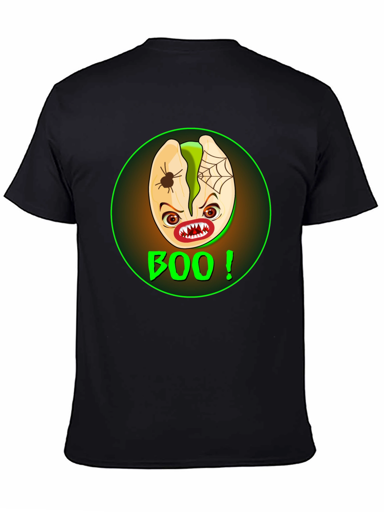 Black Spooky Pistachio Halloween T-Shirt view 4
