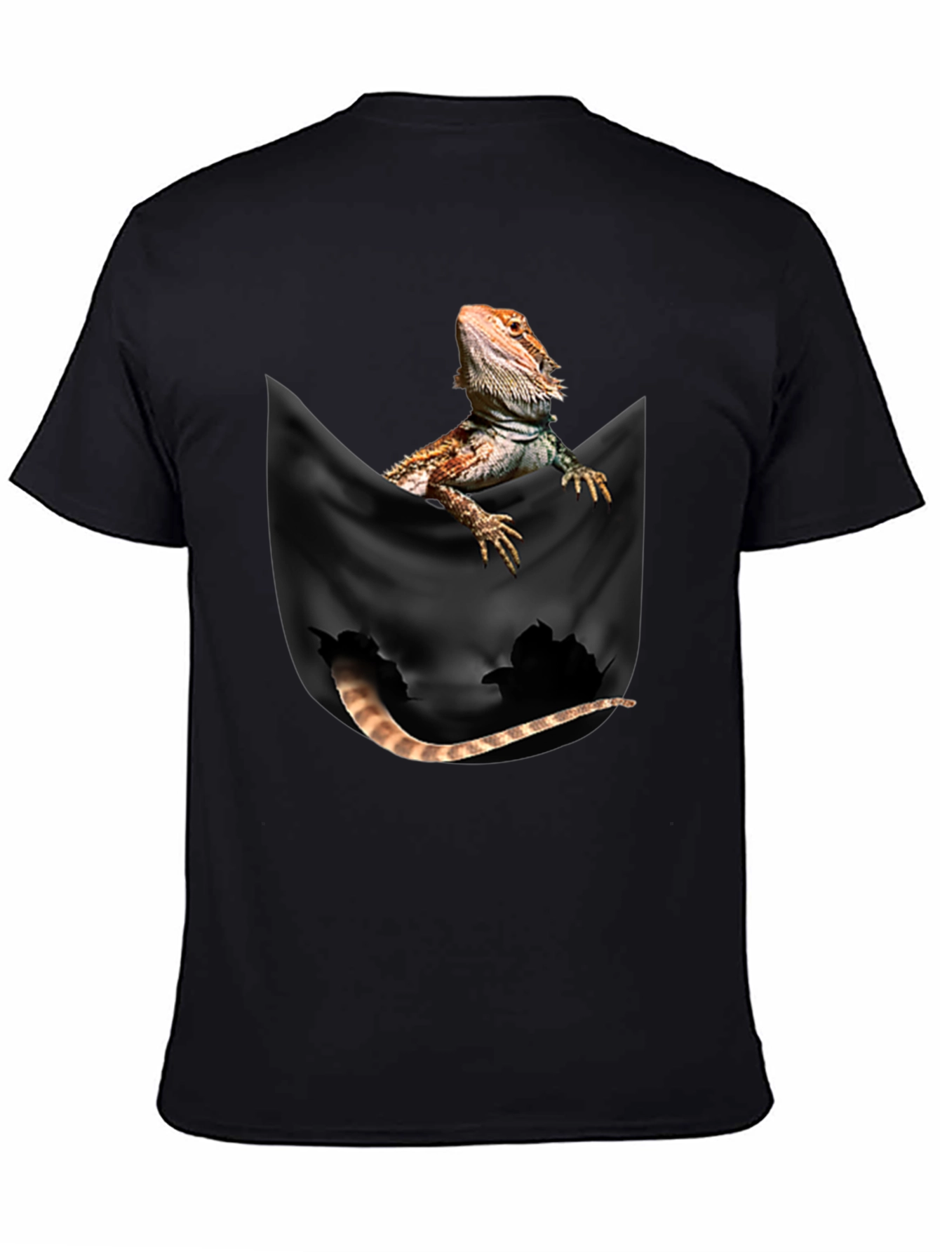 Black Bearded Dragon Pocket T-Shirt view 4