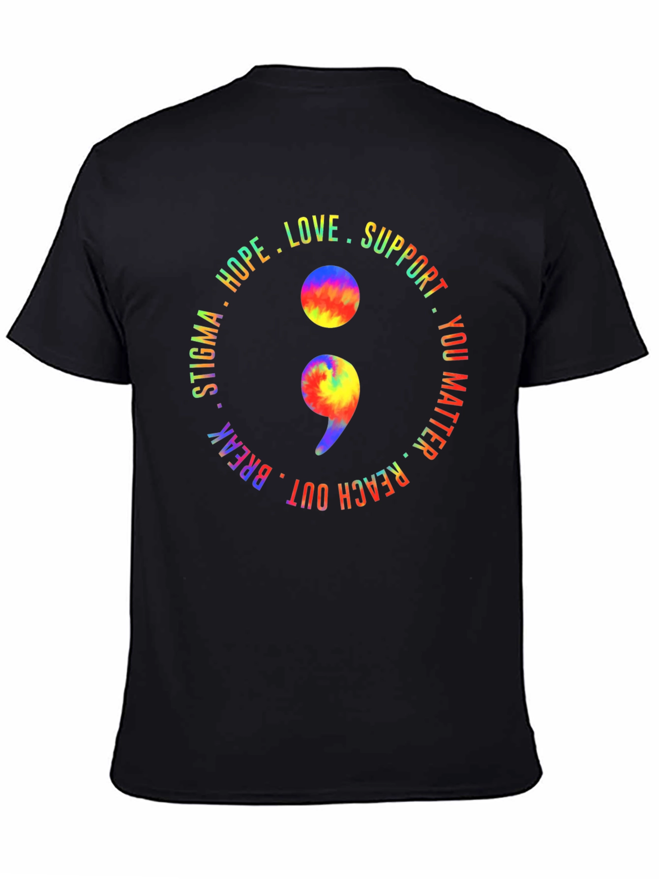 Black Semicolon Mental Health Awareness T-Shirt view 4