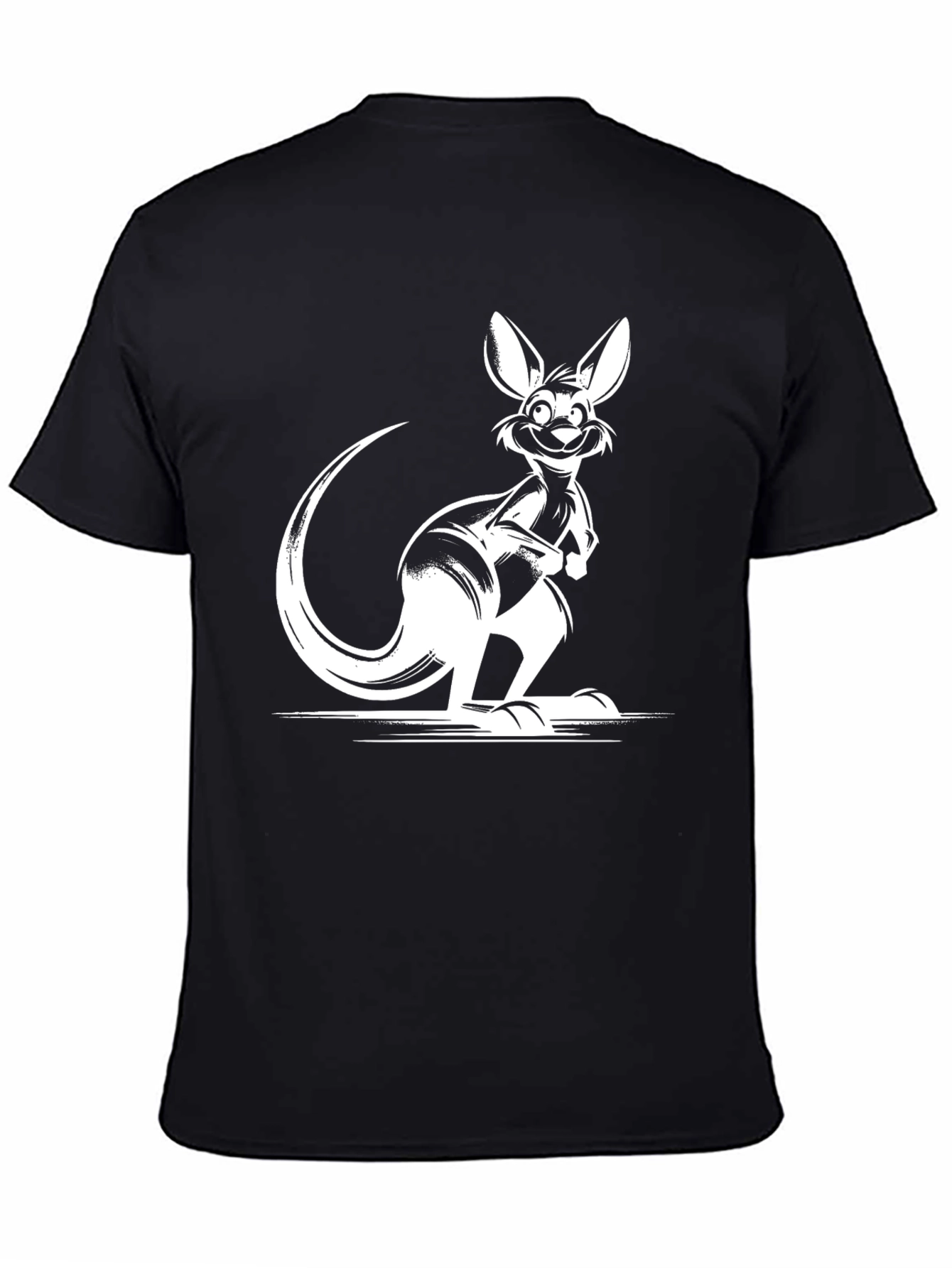 Black Cool Kangaroo Graphic Tee - Black Cotton T-Shirt view 4