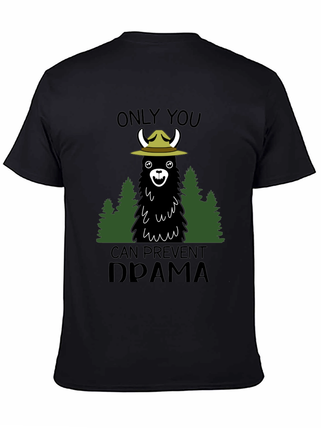 Black Llama Forest Ranger Graphic T-Shirt - Prevent Drama view 4