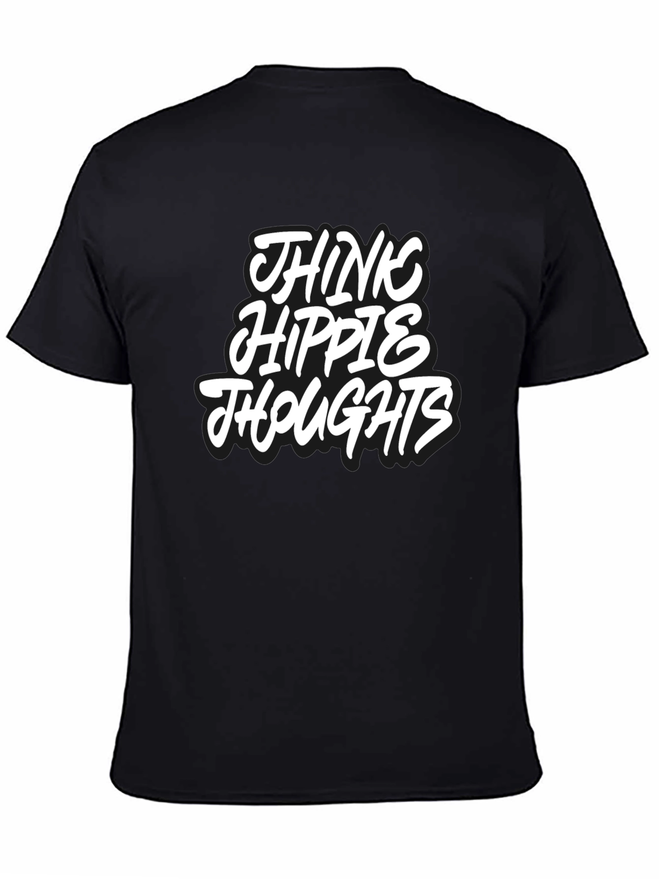 Black Think Hippie Thoughts Black Graphic T-Shirt view 4