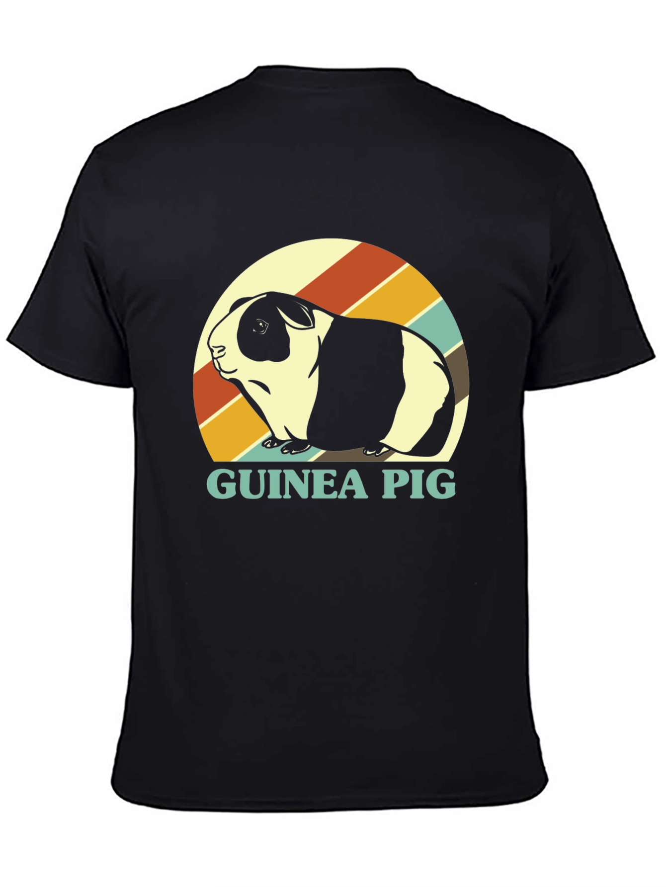Black Guinea Pig Retro T-Shirt - Cute Pet Tee view 4