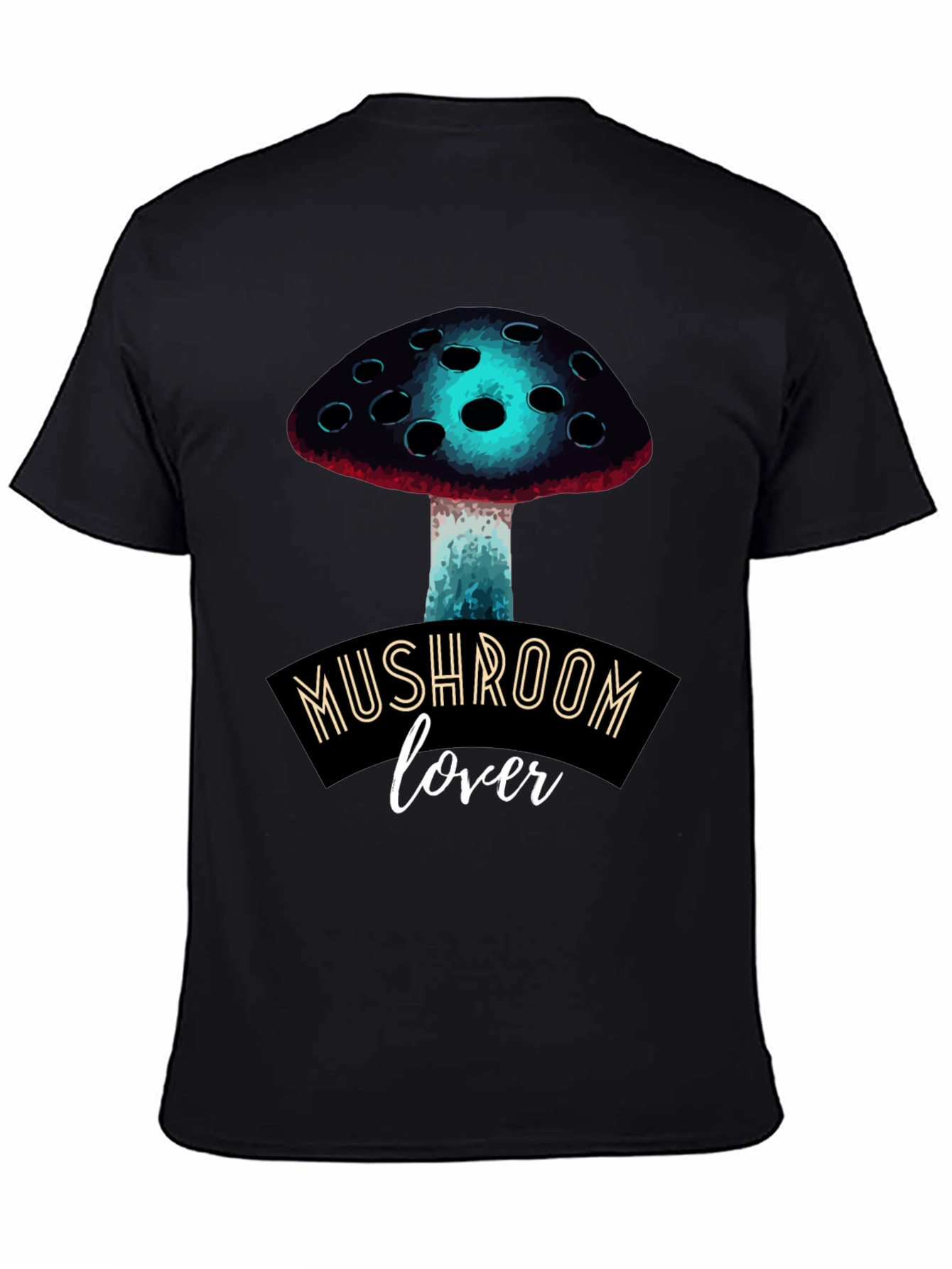 Black Mushroom Lover Graphic Tee - Funky Fungi Fashion view 4