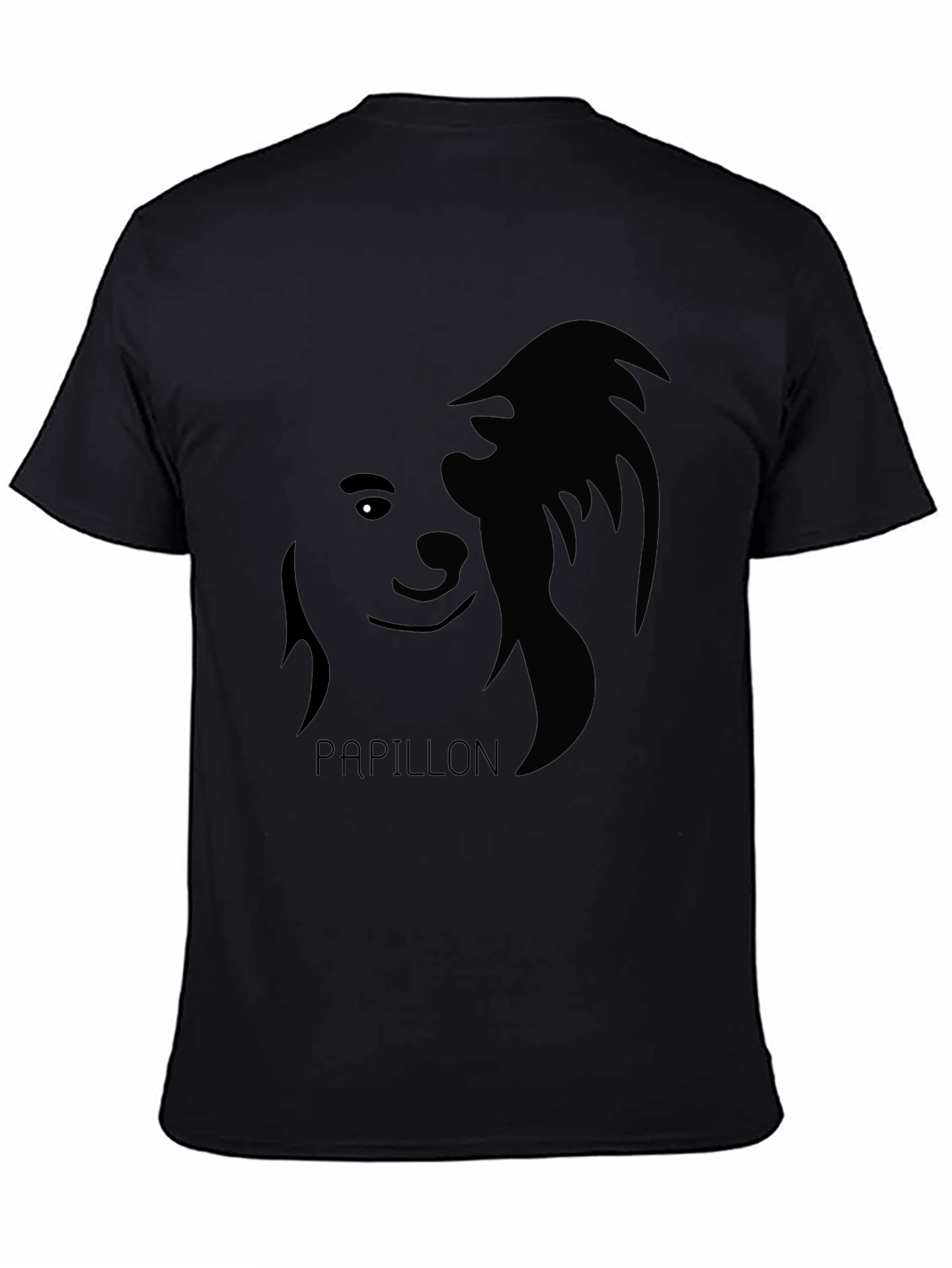 Black Papillon Dog Silhouette T-Shirt - Black Graphic Tee view 4