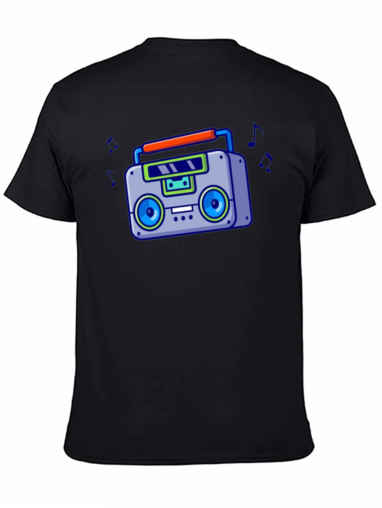 Black Retro Boombox Graphic T-Shirt - Vintage 80s Style view 4