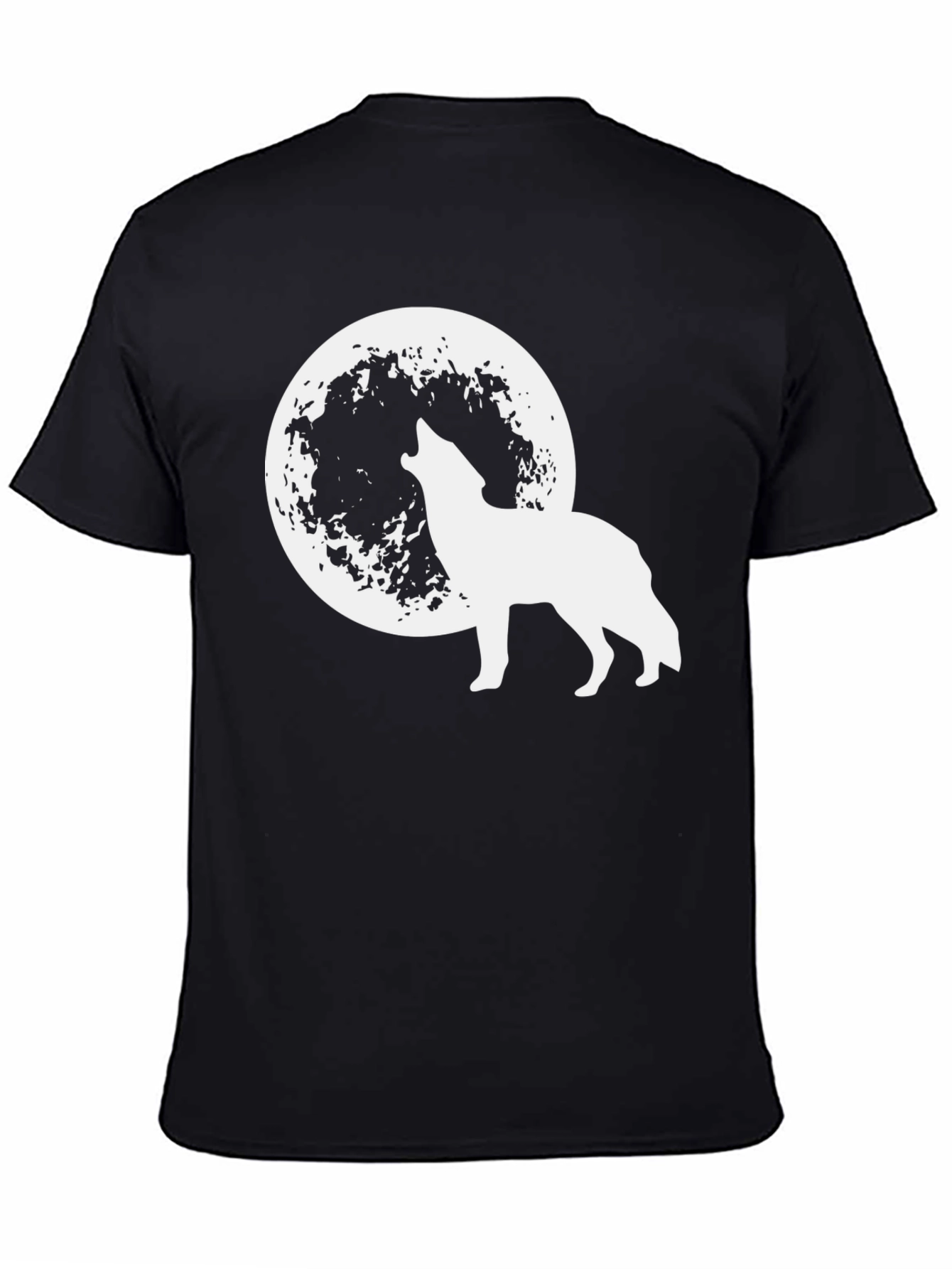 Black Wolf Howling at Moon Graphic Tee - Black view 4