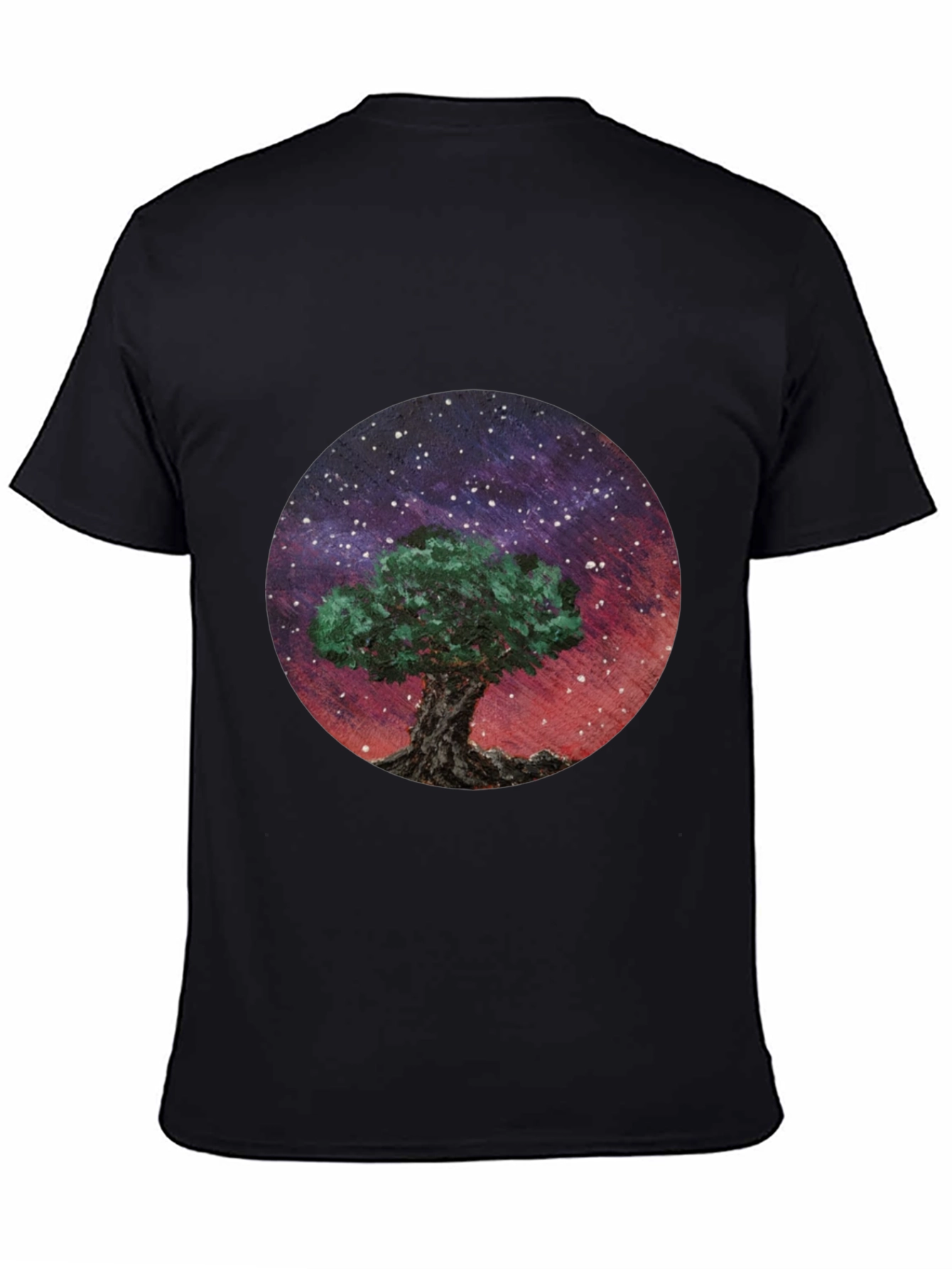 Black Celestial Tree Graphic Tee - Black Cotton Blend view 4