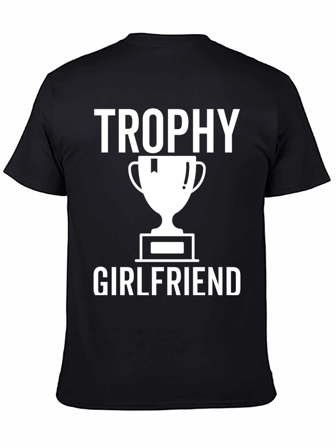 Black Trophy Girlfriend Graphic Tee - Black Cotton T-Shirt view 4