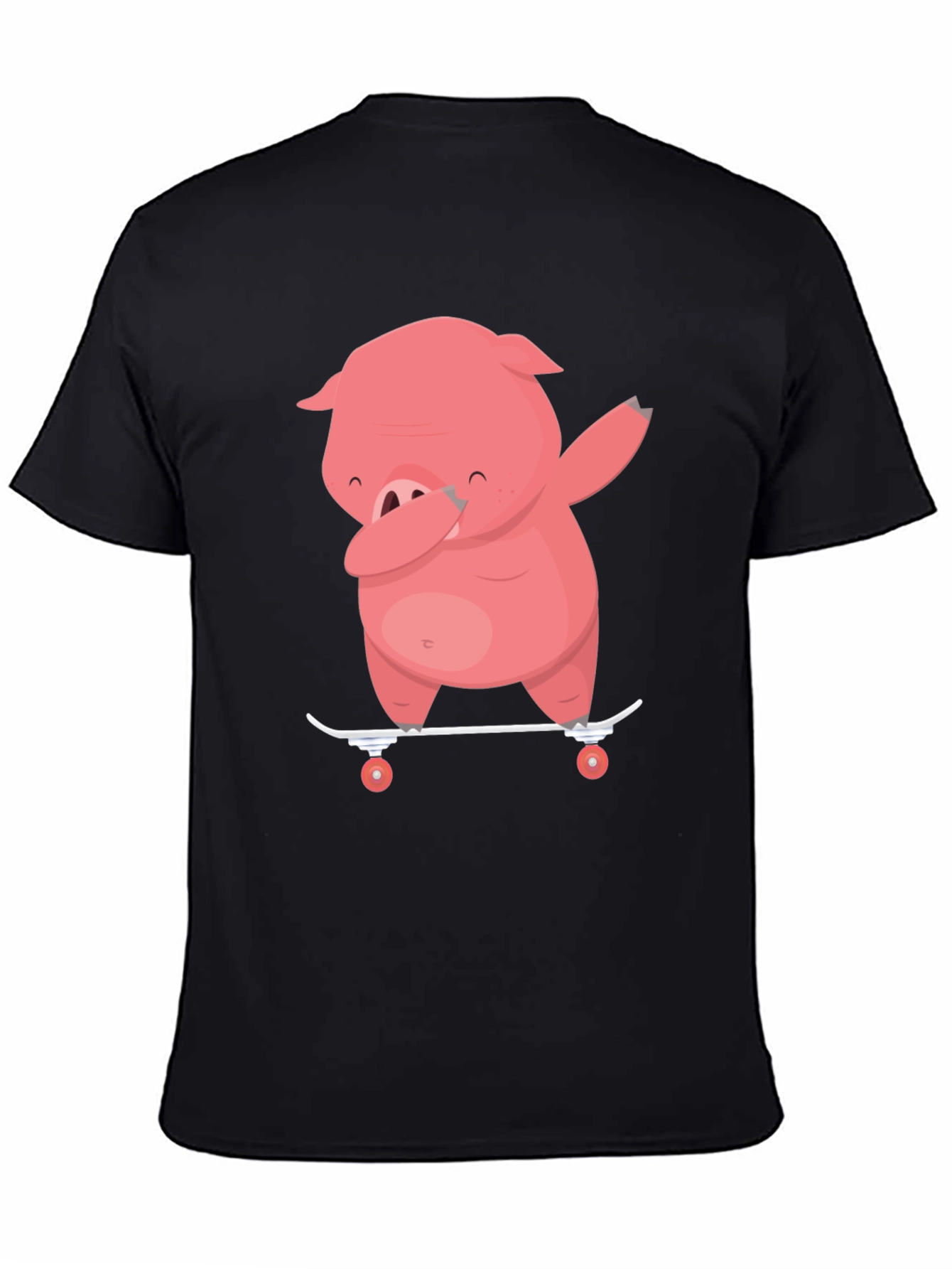 Black Dabbing Pig Skateboard T-Shirt - Funny Cartoon Tee view 4
